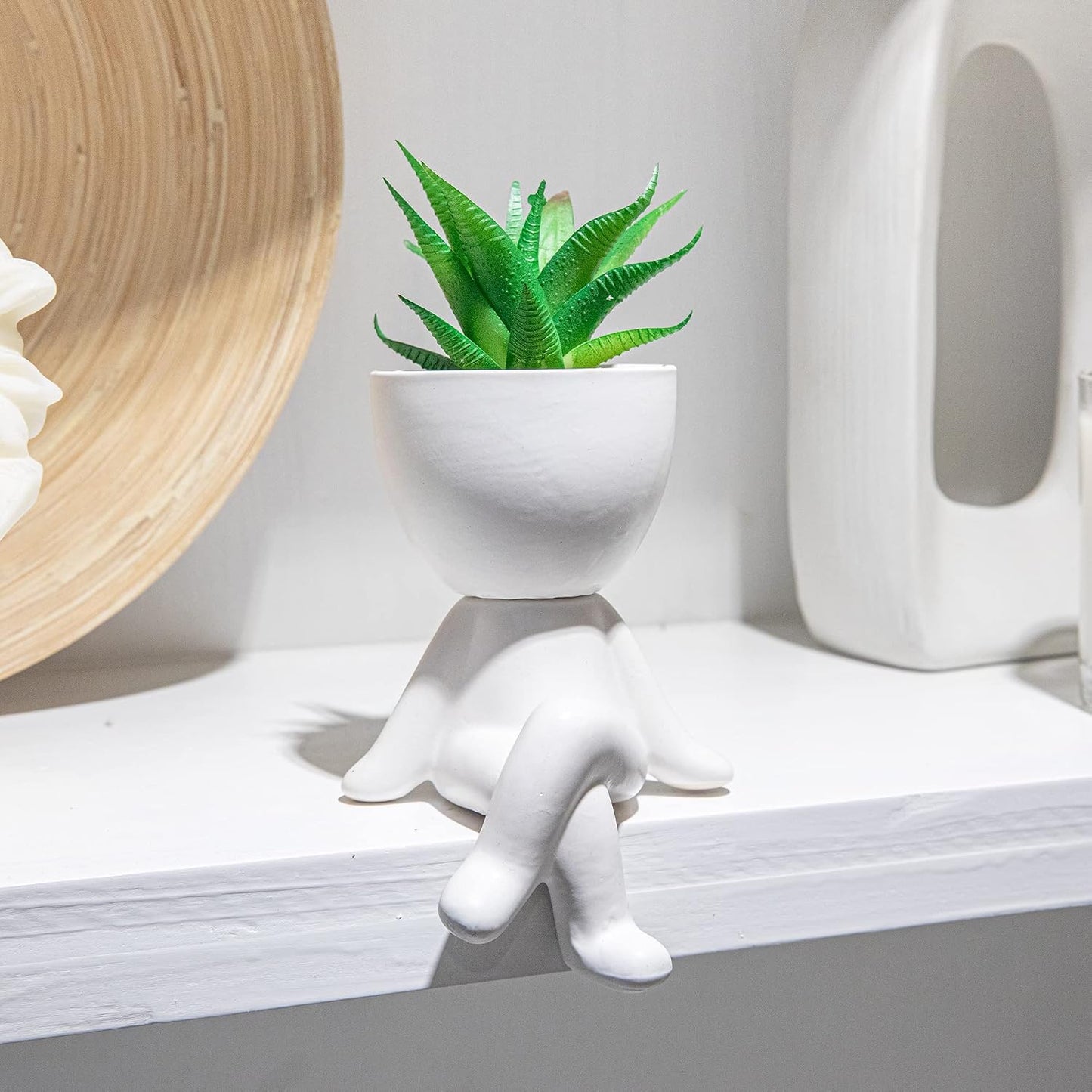 Unique Artificial Plants Succulents Office Decor for Women / A, Morden White Figurine / Set of 2