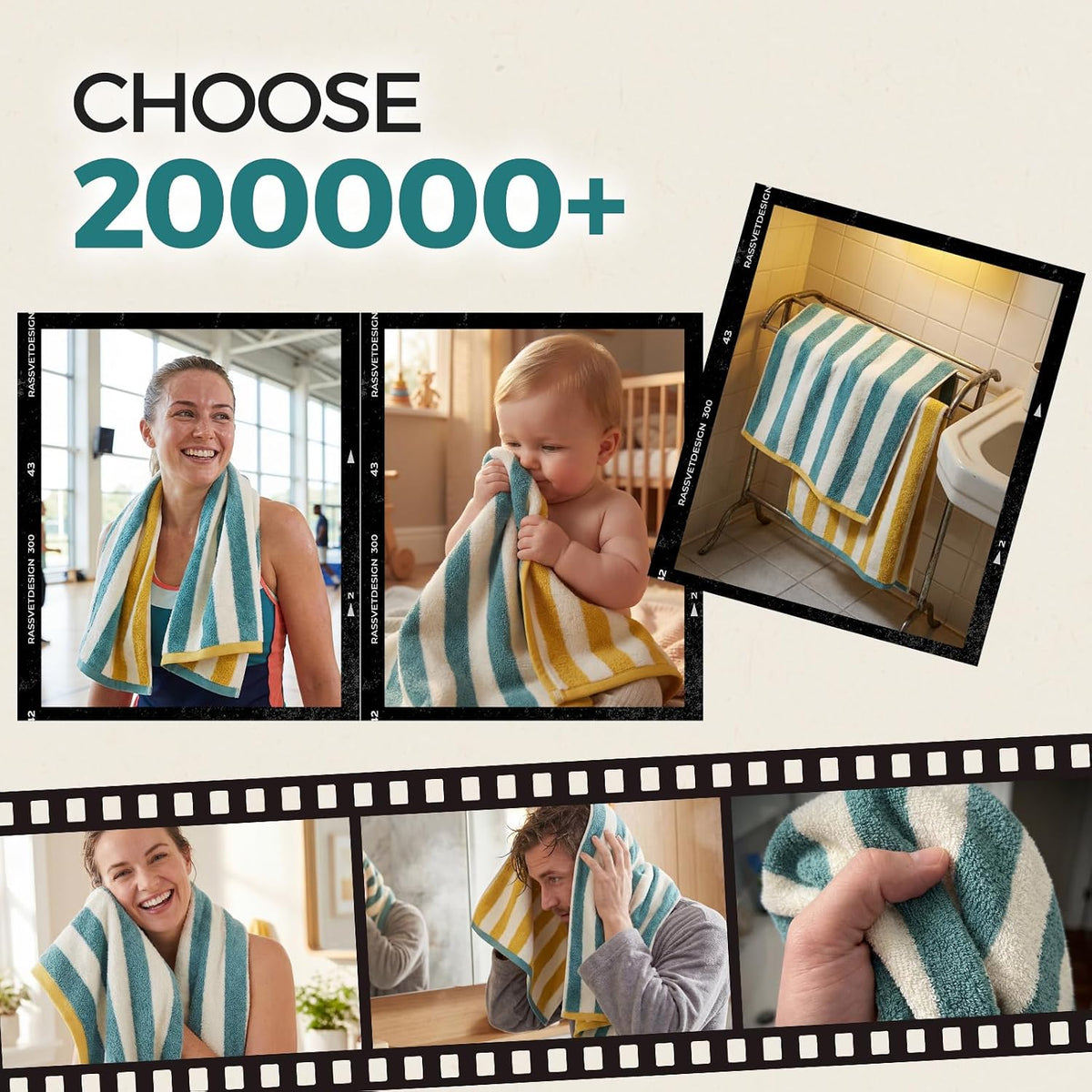REDKISS Striped Hand Towels for Bathroom, Kitchen Decor, Guest Use, Ultra Soft and Highly Absorbent for Kids Adults