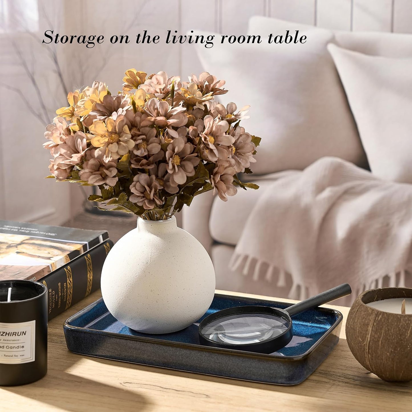 Bathroom Vanity Tray for Countertop- Ceramic Decorative / Kiln-transformed Blue-1 Pc / 10 x 6 x 1