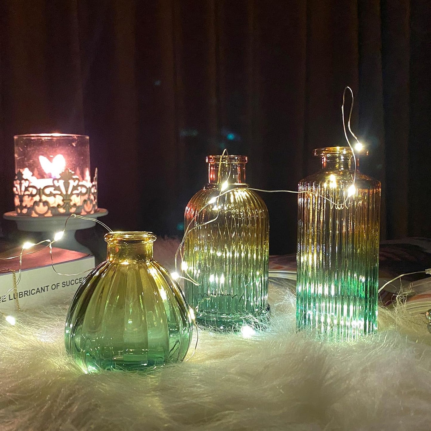 Glass Bud Vases in Bulk Pcs / Brown Green / Set of 30