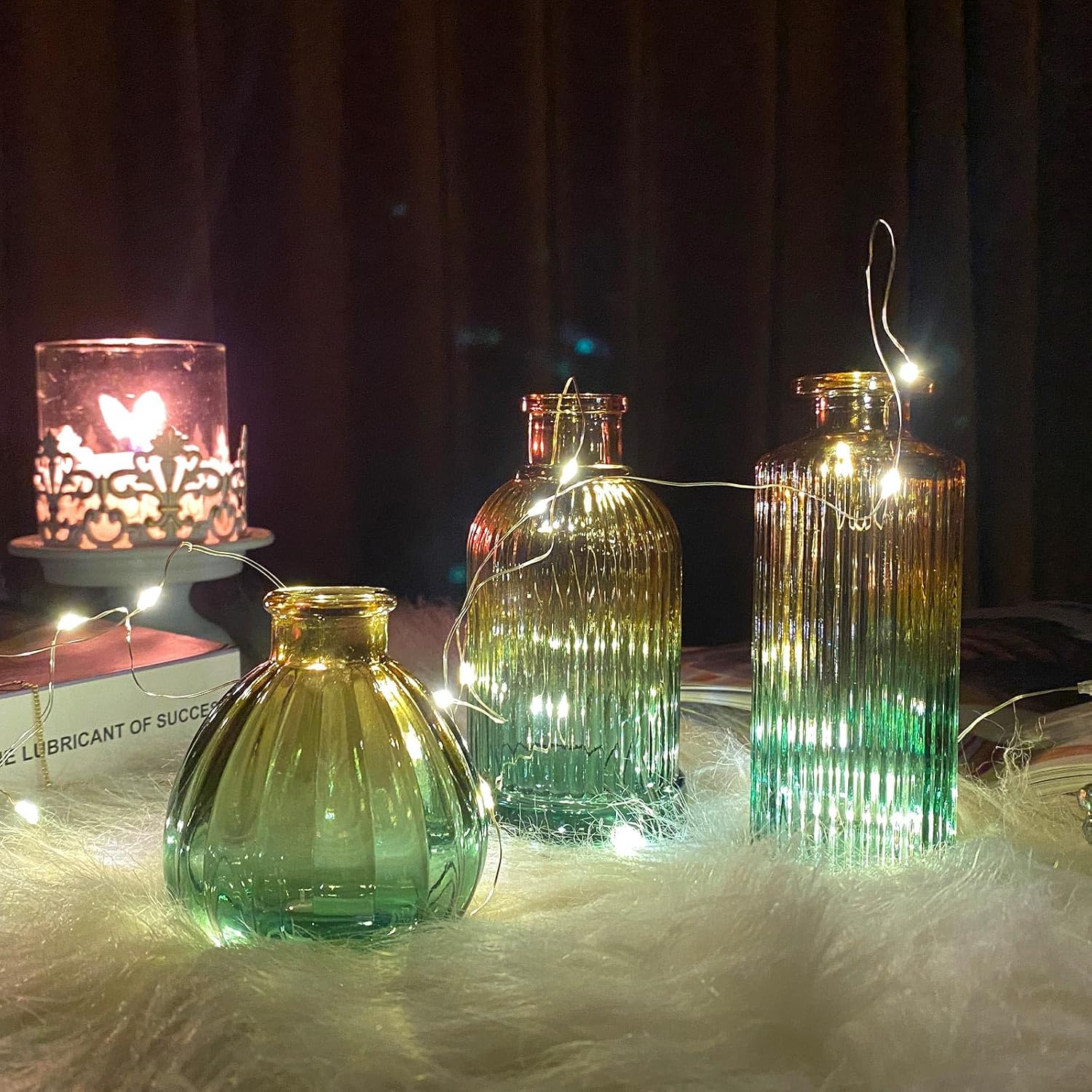 Glass Bud Vases in Bulk Pcs / Brown Green / Set of 30