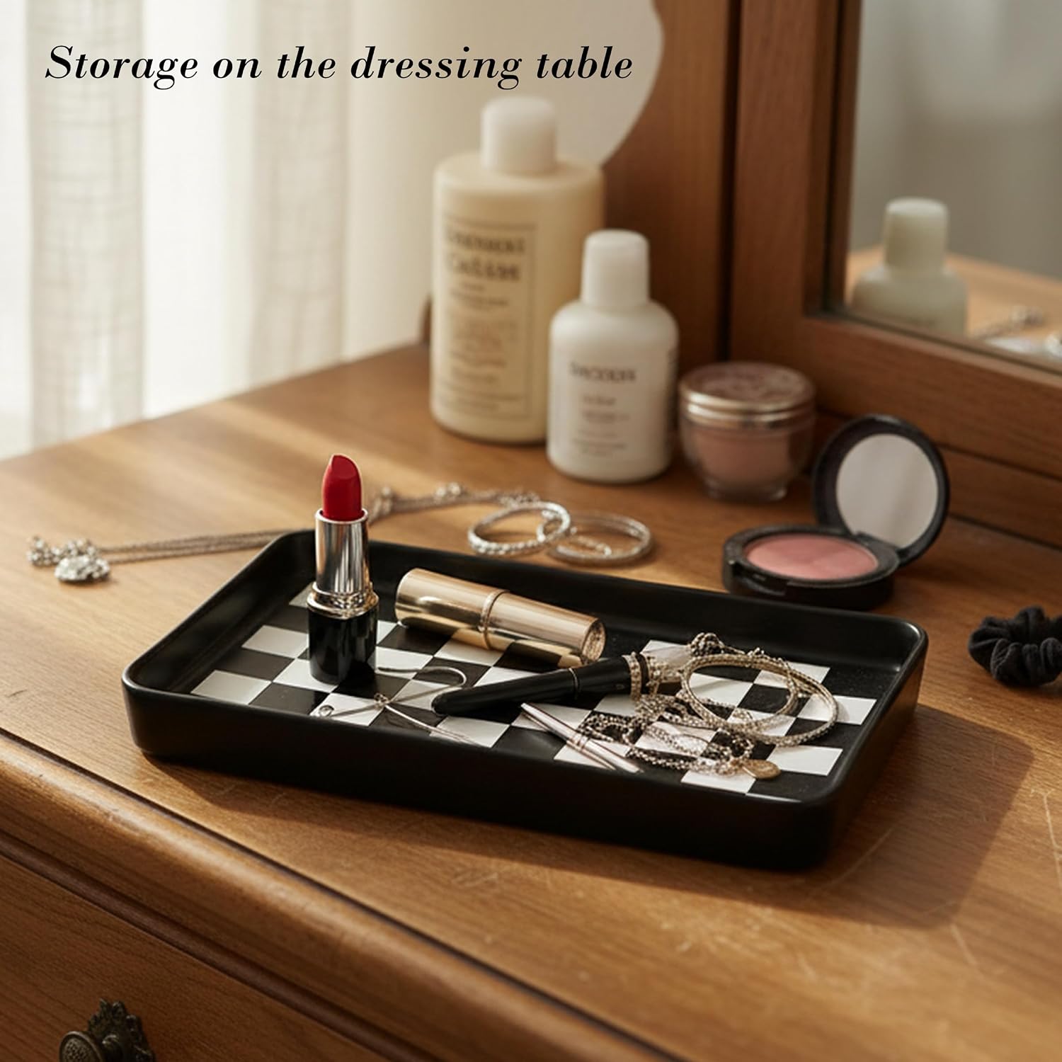 Texture Checkered Surface Bathroom Vanity / Black Color with Checkered Pattern-1 Pc / 10 x 6 x 1