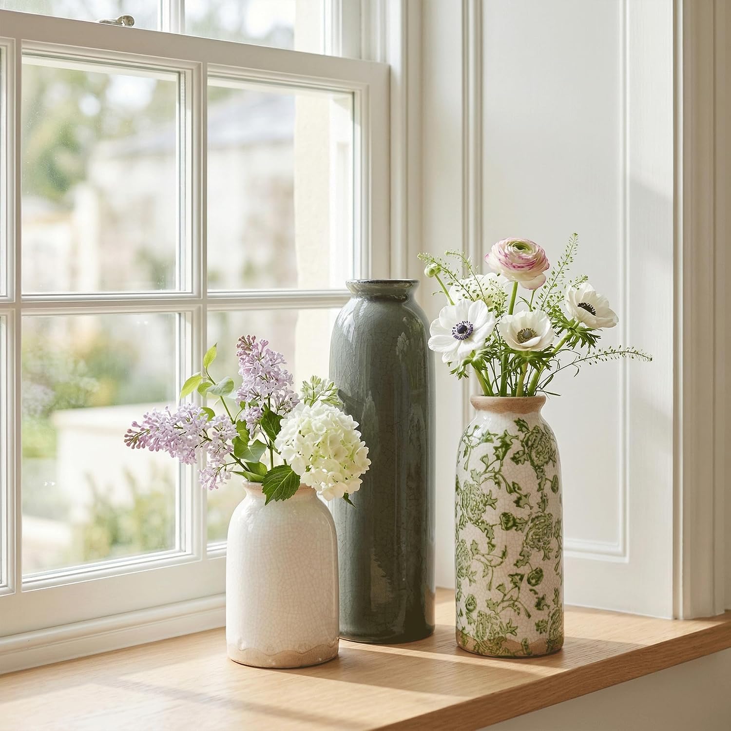 Vintage Ceramic Vase / Vintage- Green / Set of 3