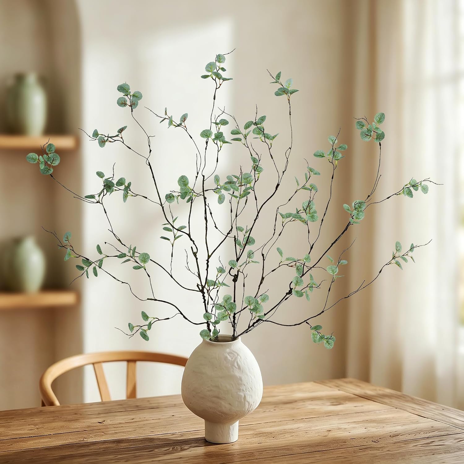 4PC Artificial Plant Branches / Green Eucalyptus / 36 Inch