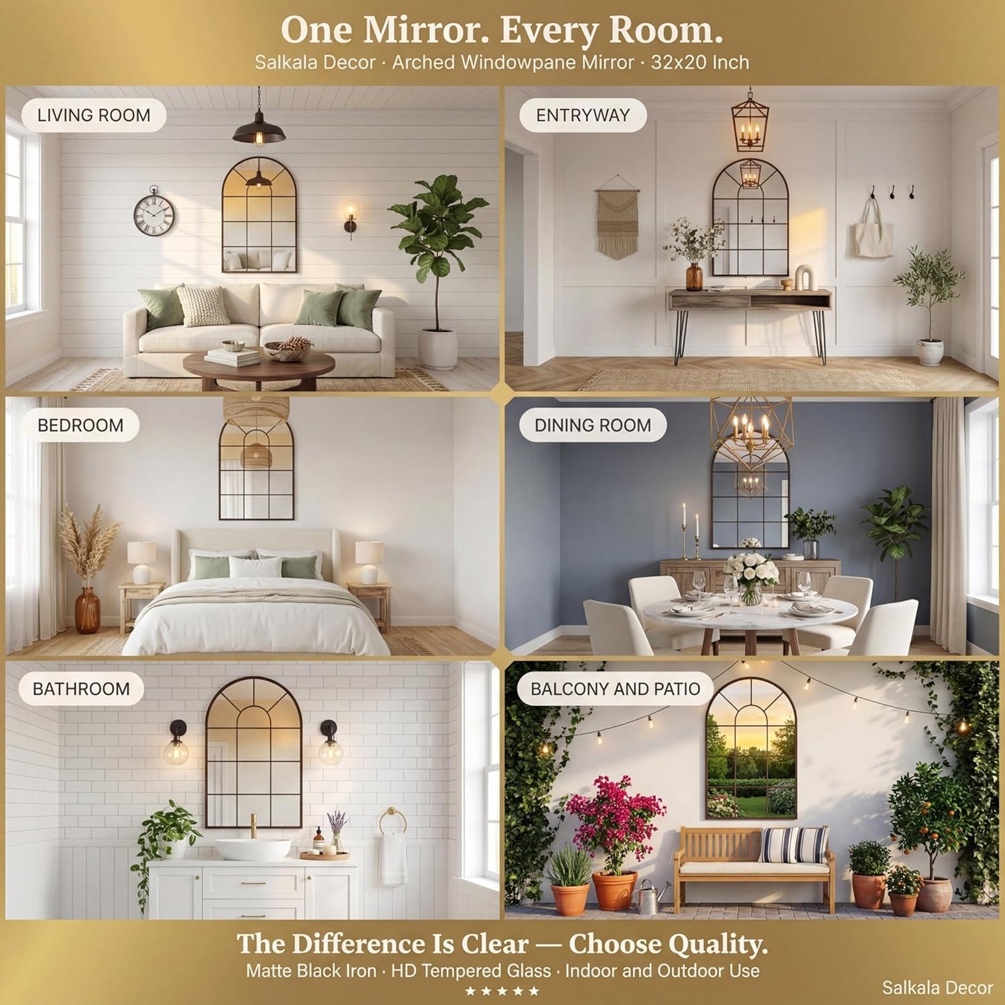 Farmhouse Decorative Wall Mirrors / Black / 32"L x 20"W