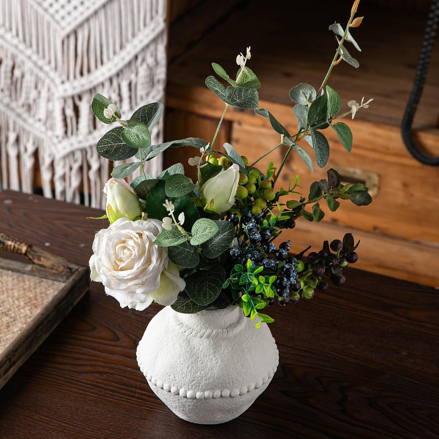 Rustic Ceramic Vase / White - Small