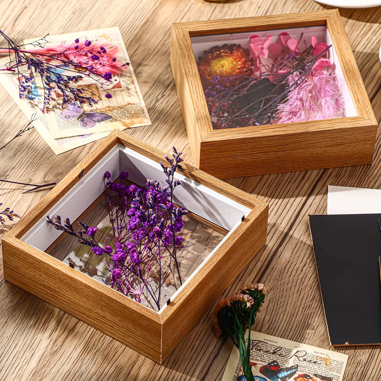 Ripeng 16 Pack 10x10 Inch Shadow Box Frame Display Cases, Deep Picture Frames for Wedding Bouquet Preservation