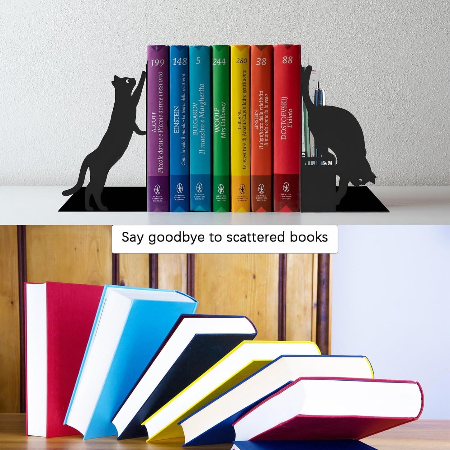 Metal Decorative Book Ends / Black Cat