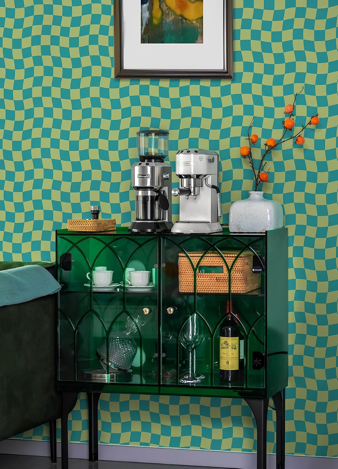 Groovy Checker Peel and Stick Wallpaper by / Lime