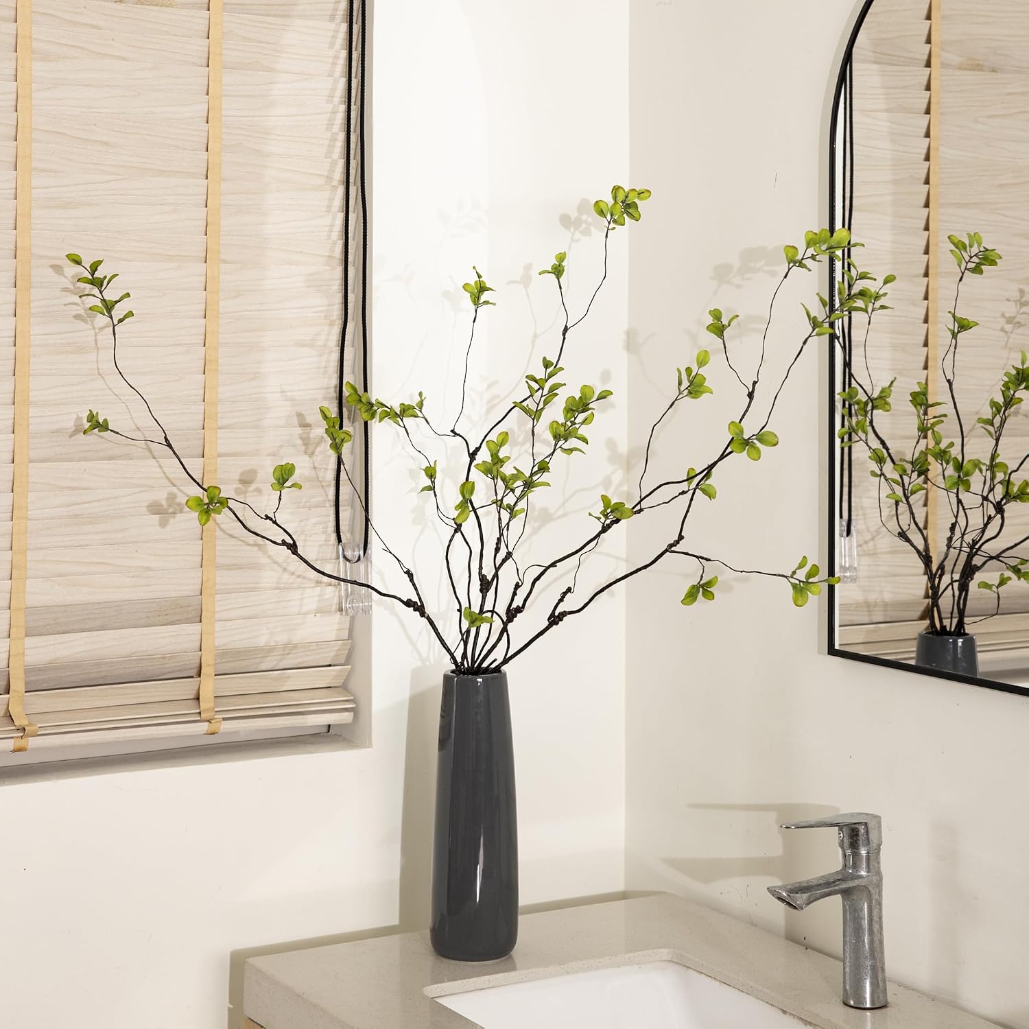 Faux Greenery Stems Branches for Vases / Green / Set of 4
