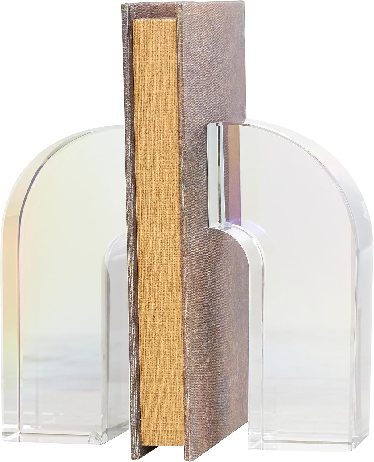 Crystal Geometric Decorative Bookends Arched Non Skid Bookends / Clear / 3"w, 6"H / Set of 2