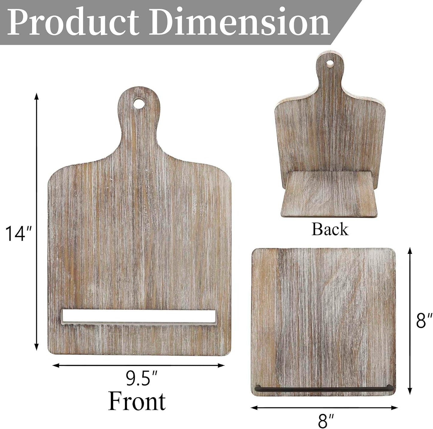 Wood Cookbook Stand Holder: Kitchen Adjustable Cookbook Holder Recipe Stand | for Counter Gray