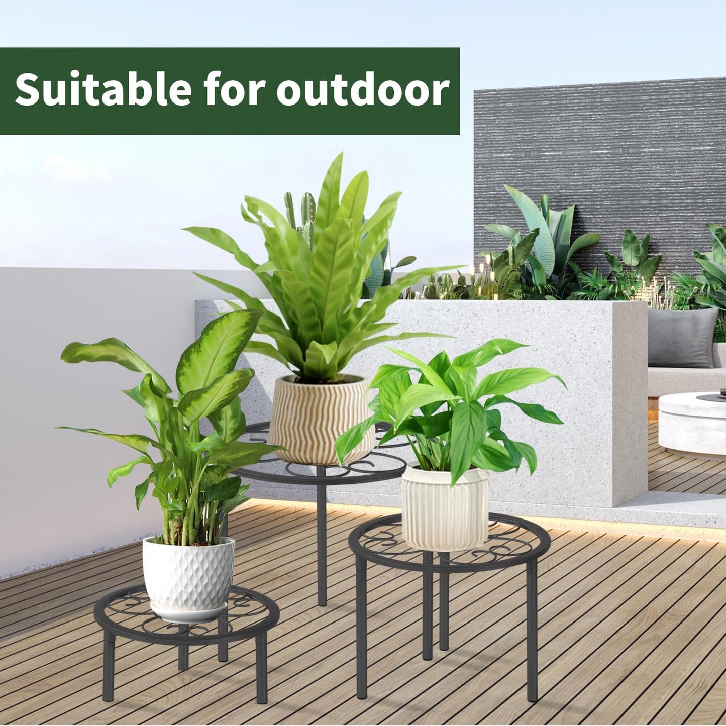 5 Pack Metal Plant Stands,Heavy Duty Potted Holder for Flower Pot, Rustproof Iron Plant Risers, Suitable for Indoor and