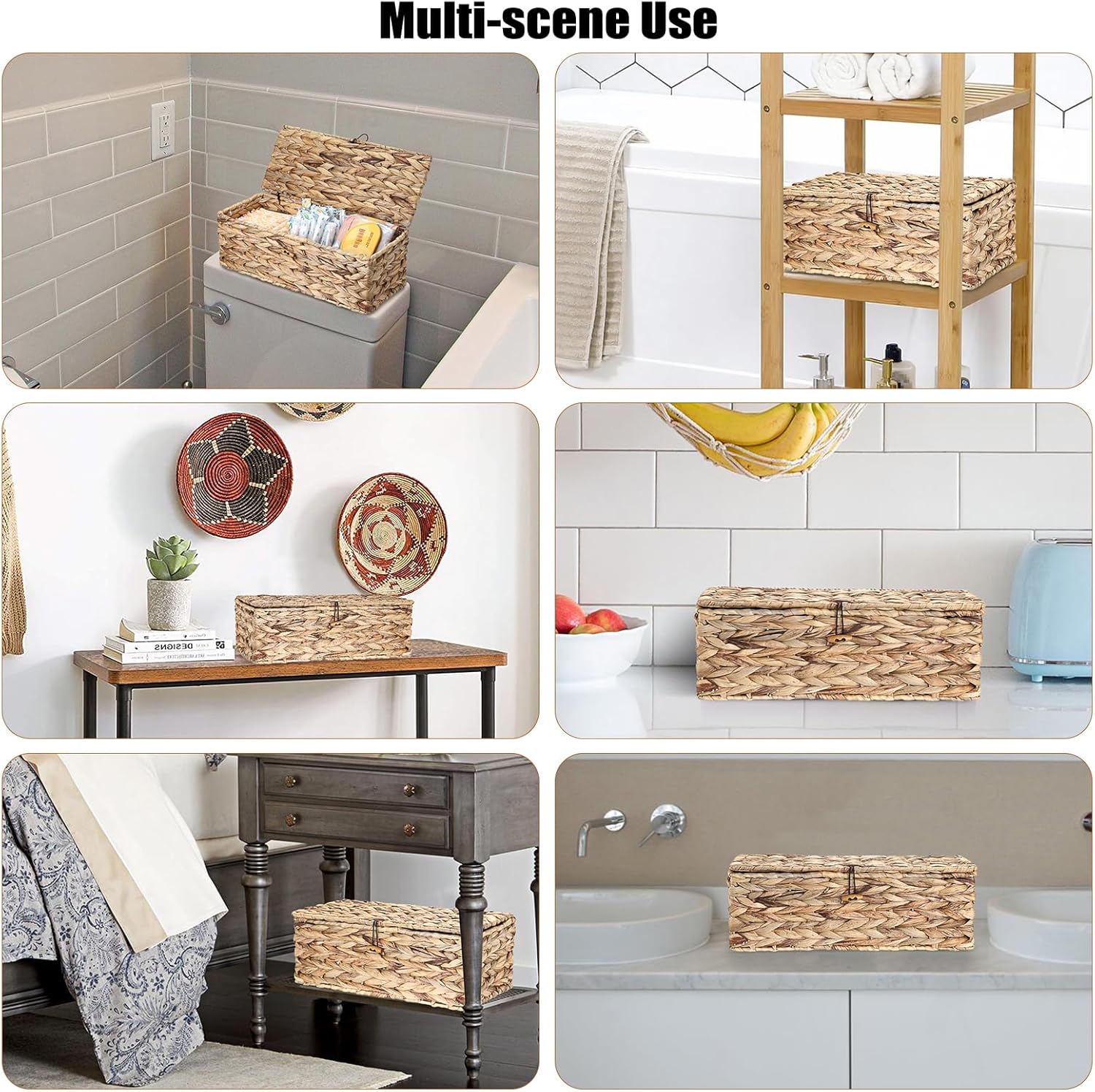 Wicker Storage Basket / Lid Rectangle Wicker Basket