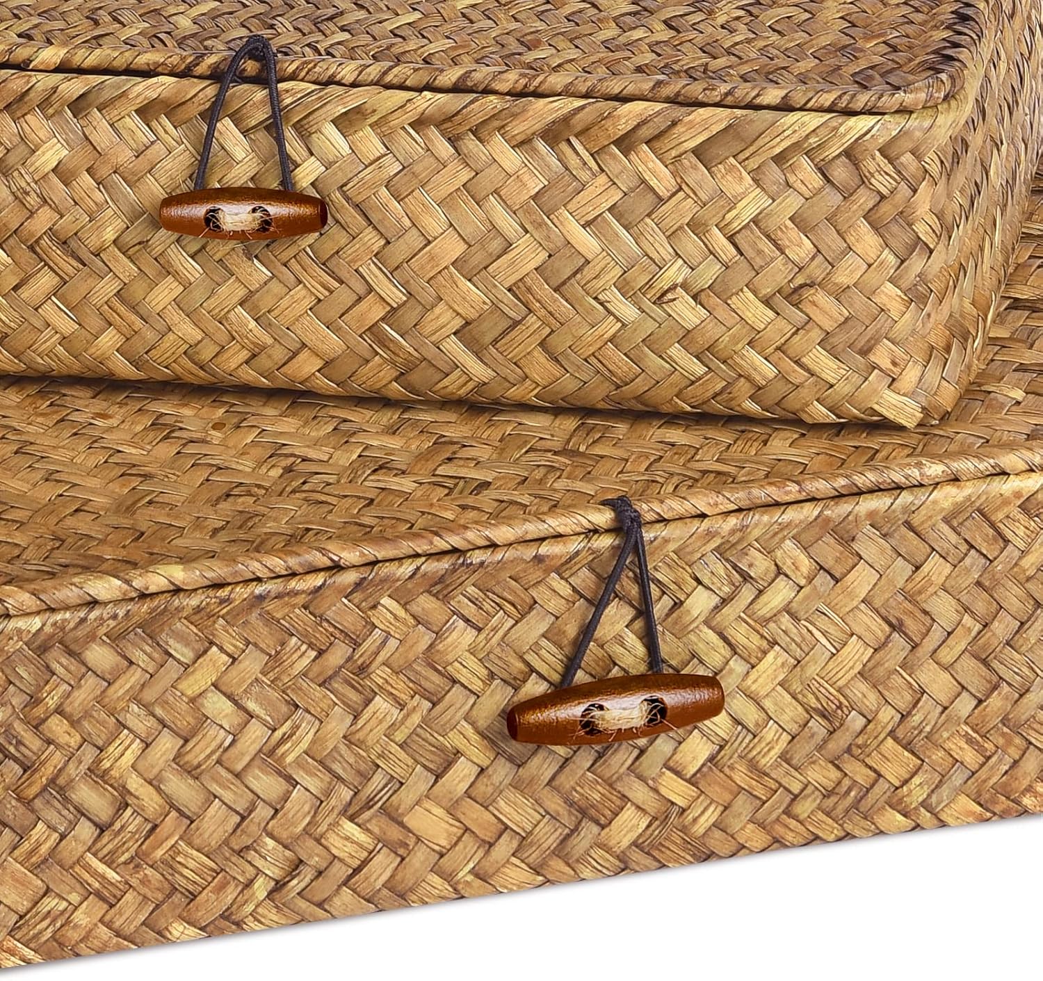 Flat Seagrass Storage Bins / Caramel / Set of 2