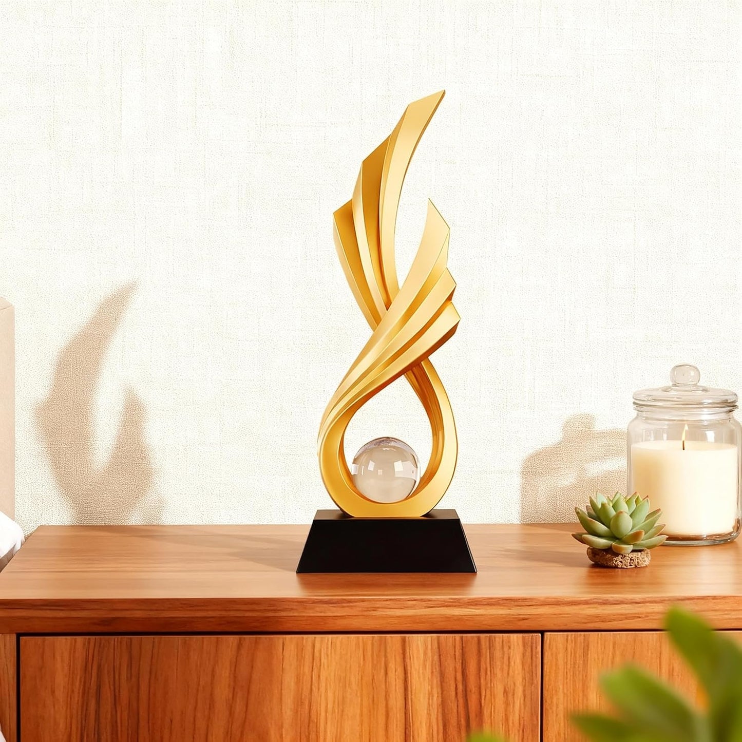 Modern Abstract Art Statue / Gold