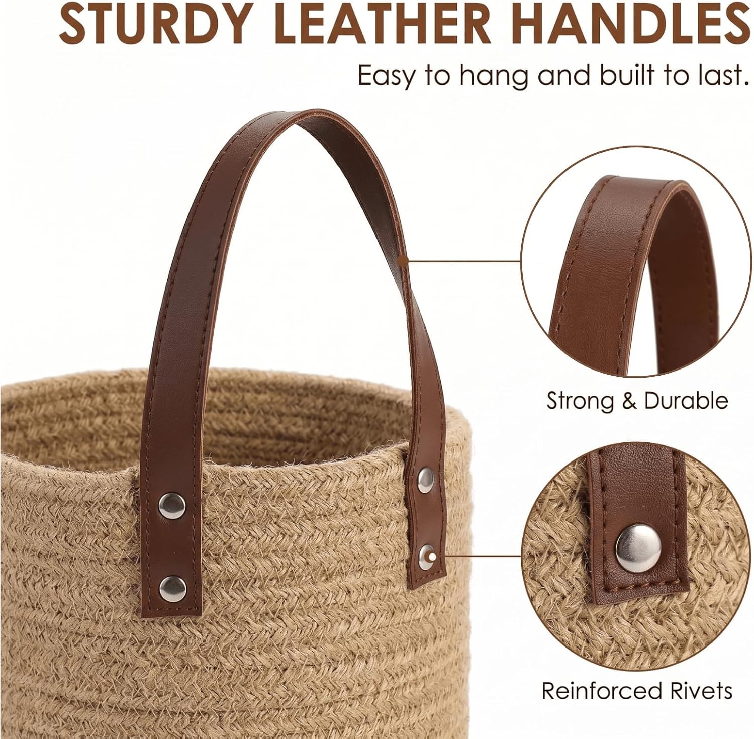 Jute Woven Storage Basket / Natural / 7.8 x 6.7 / Set of 2