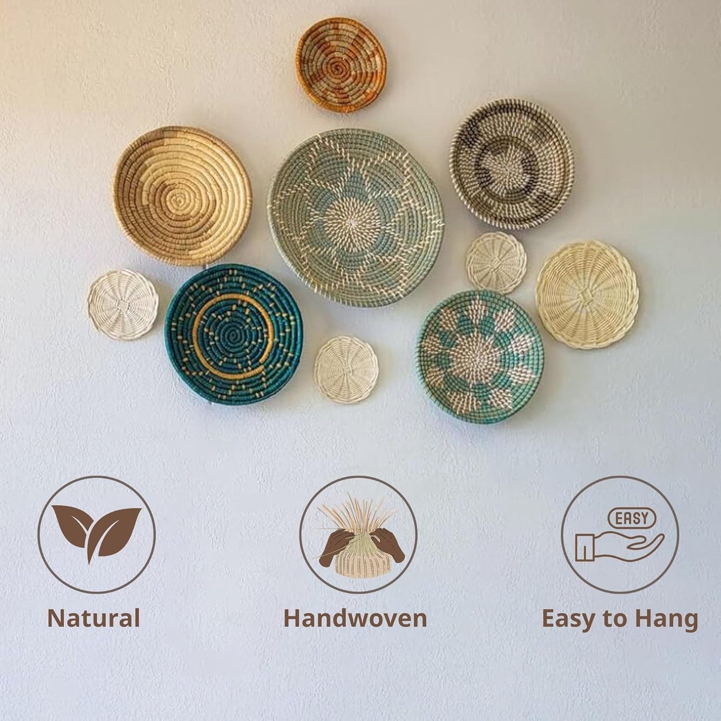 Boho Baskets / Wicker Basket Wall Decor / Natural