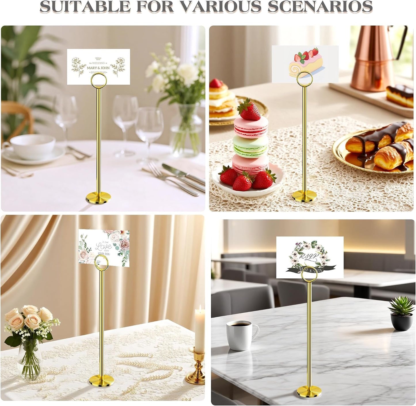 Urban Deco 12PK Table Number Holders Place Card Holders 12 Inch Table Card Holders Steel Card Holders for Photos, Food