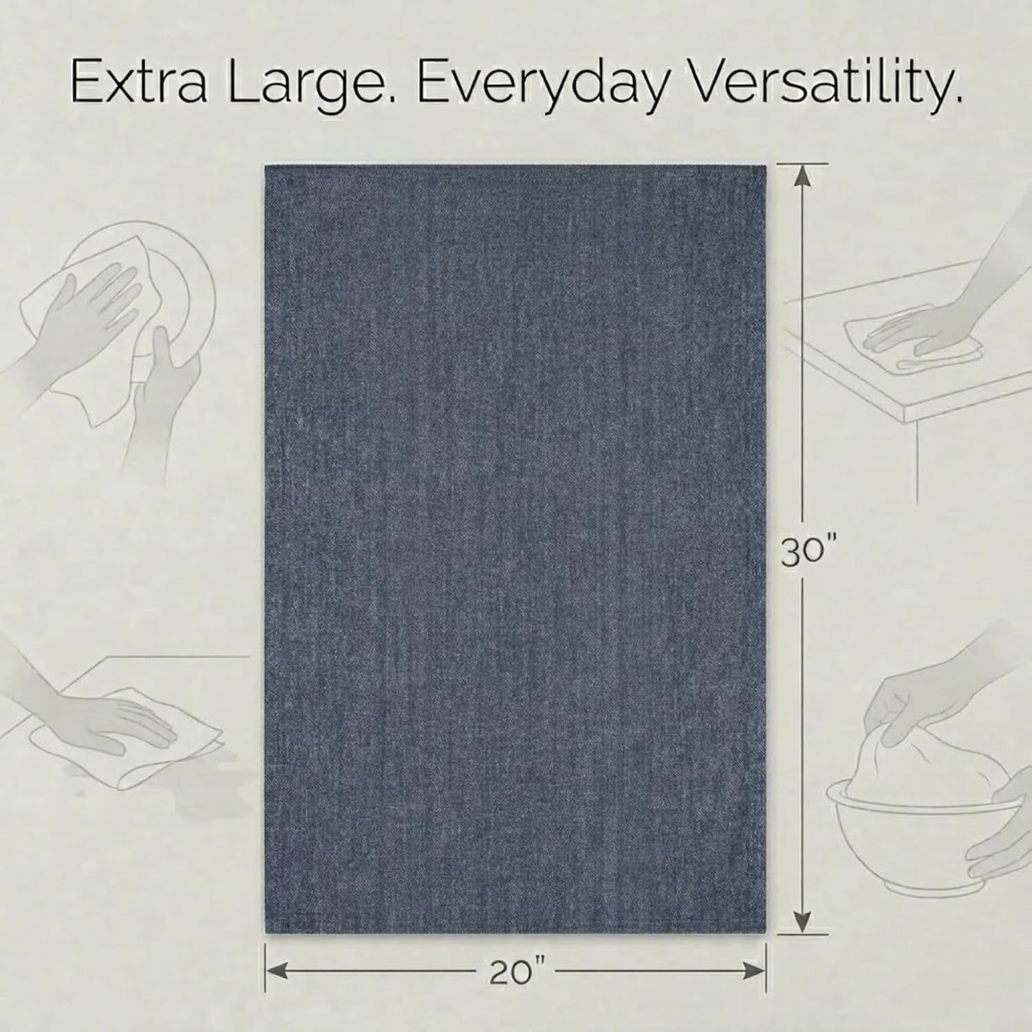 Urban Villa Kitchen Towels Premium Quality 100% Cotton Solid Kitchen Towels Set of 6 Ultra Soft Size 20X30 Inches