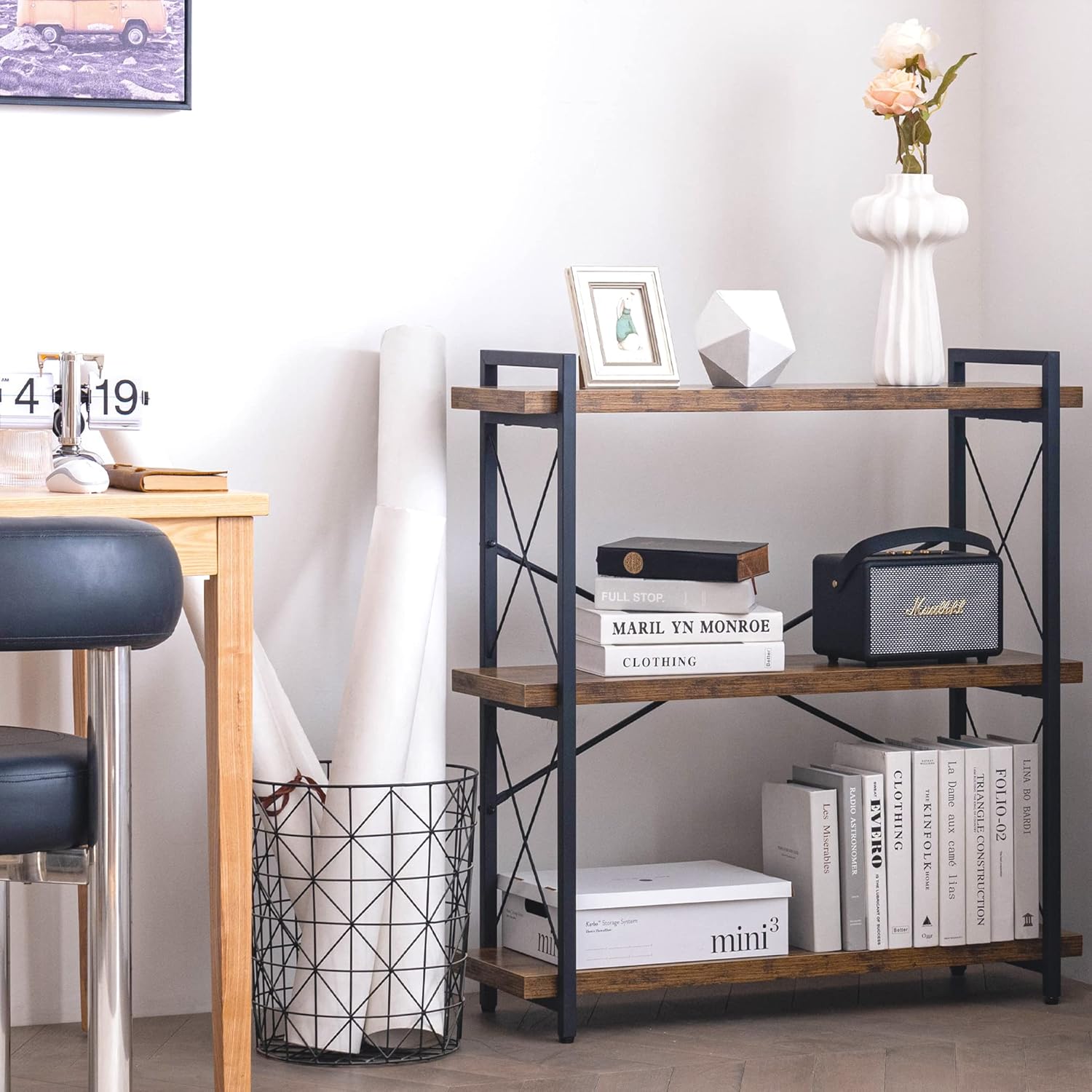 Wood and Metal / 3-tier / Rustic Brown