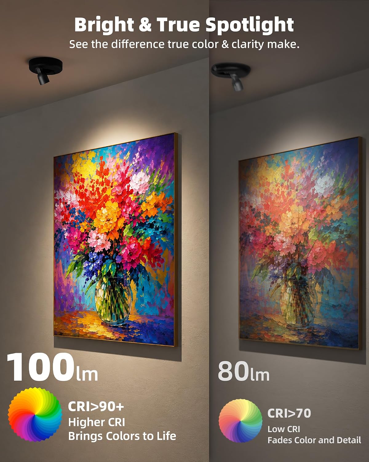 EZVALO 4-Pack Spotlight Indoor, Rechargeable Battery Picture Lights, Wireless Uplights with Remote, Dimmable, ⁠3 Color