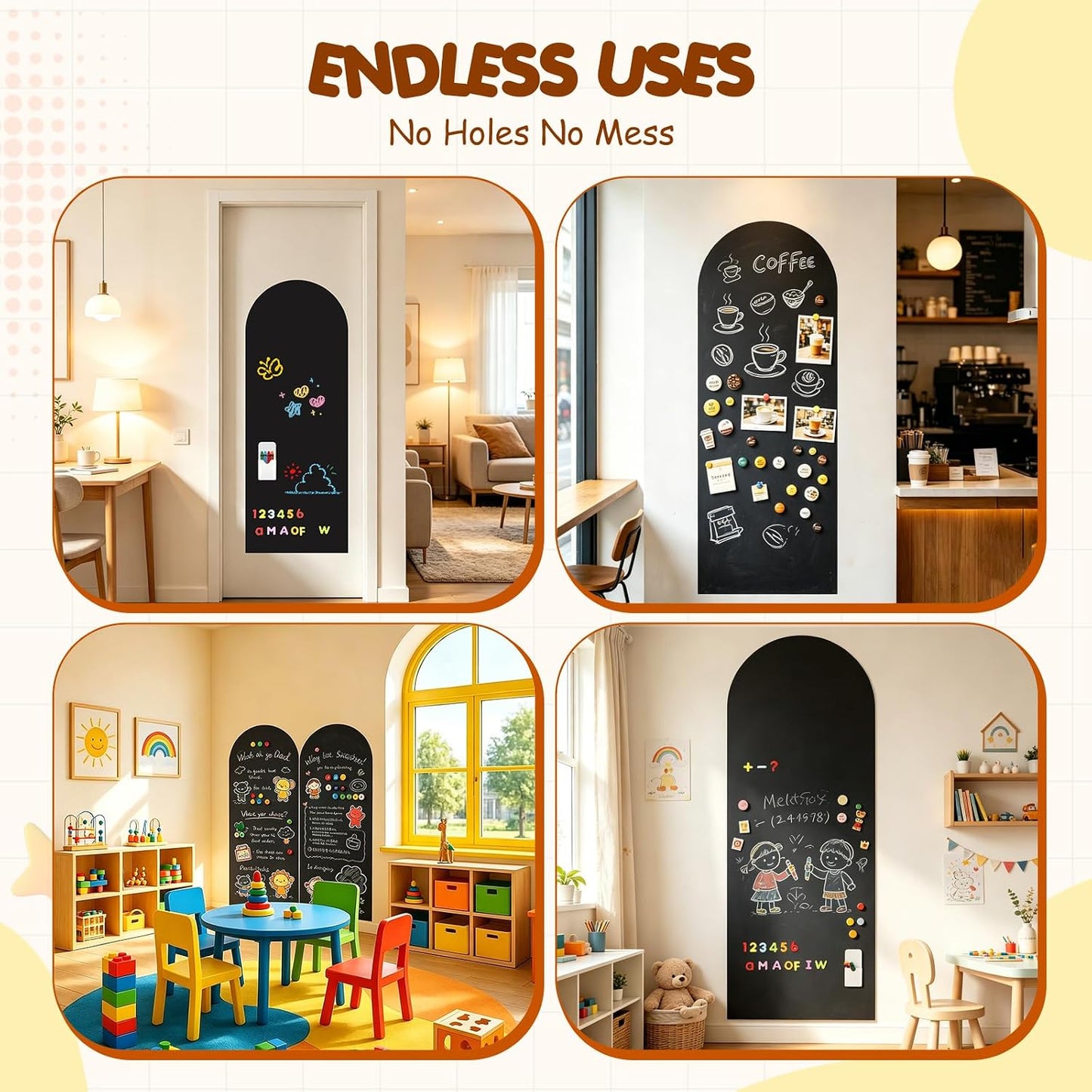 Magnetic Arch Wall Decal / Black / 47.2 x 18 / Set of 87