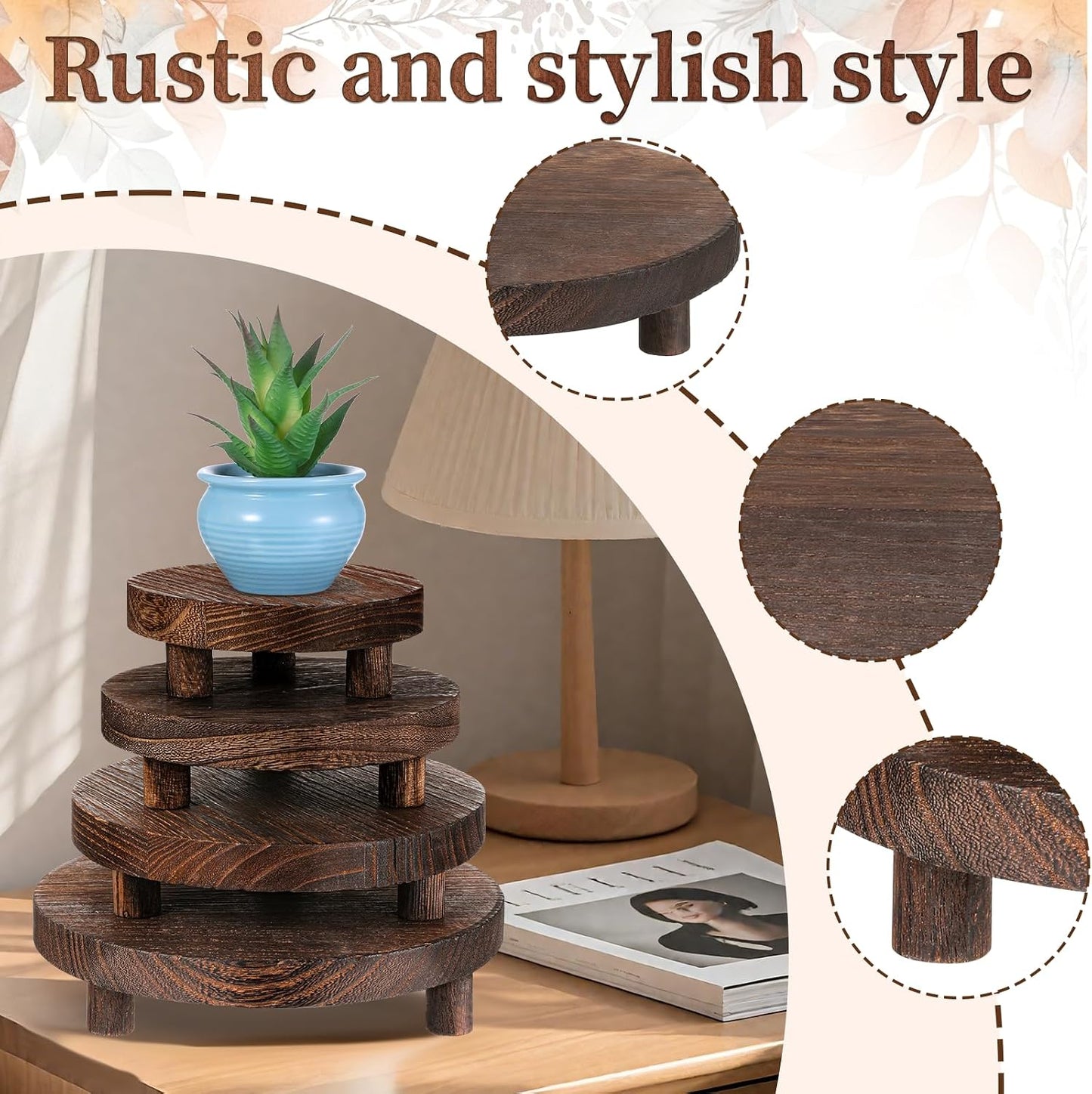 Round Wood Risers Display Stands Wooden Risers / Set of 4
