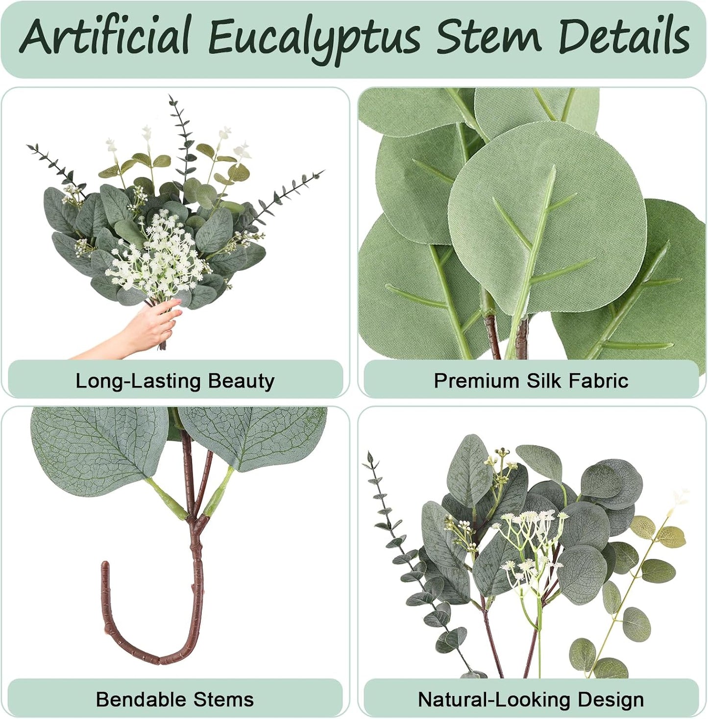 Eucalyptus Stems Artificial Flowers / Set of 120