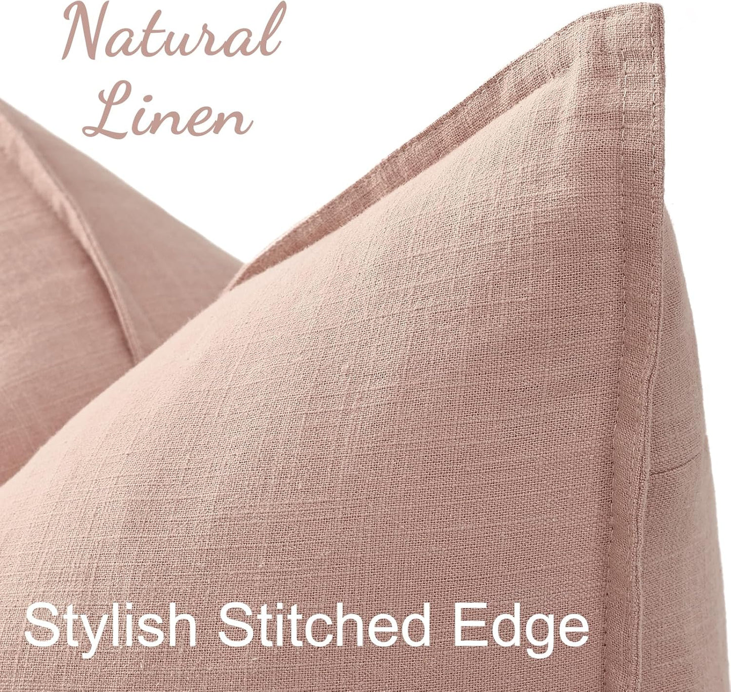 Fall Decorative Linen Throw Pillow Covers Lumbar Pillow Covers / Pink / 20 x 12 / Set of 2