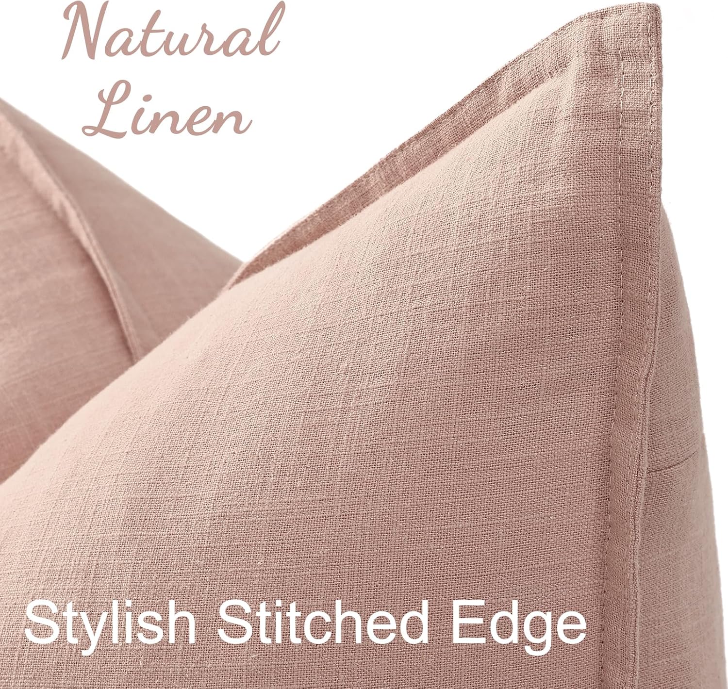 Fall Decorative Linen Throw Pillow Covers Lumbar Pillow Covers / Pink / 20 x 12 / Set of 2