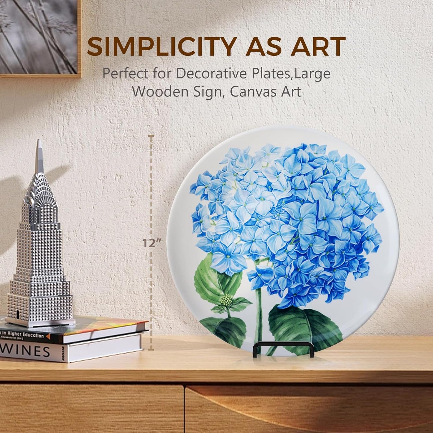 Metal Plate Stands for Display / 8 Inch -2 / Black / 8 Inch / Set of 2