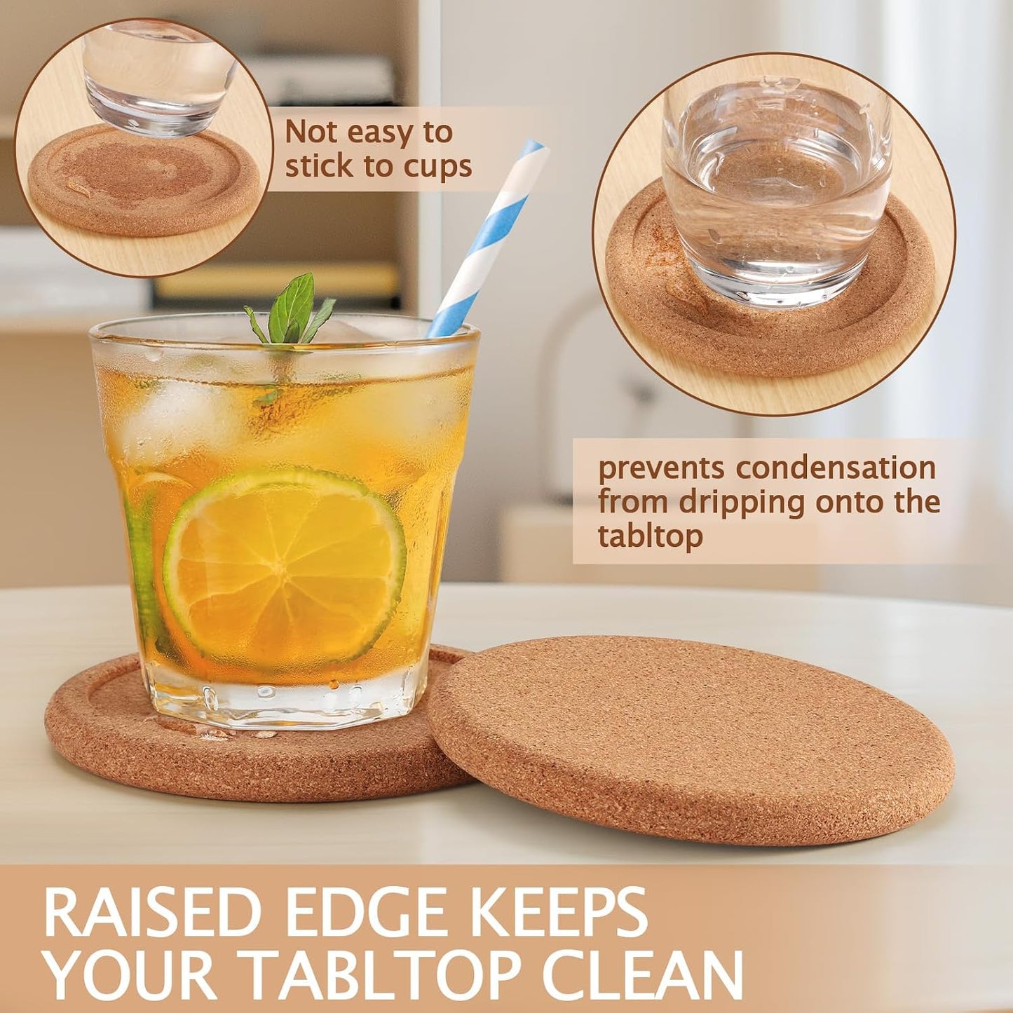 Metal Holder / Cork Coasters for Drinks / with Holder / Set of 12