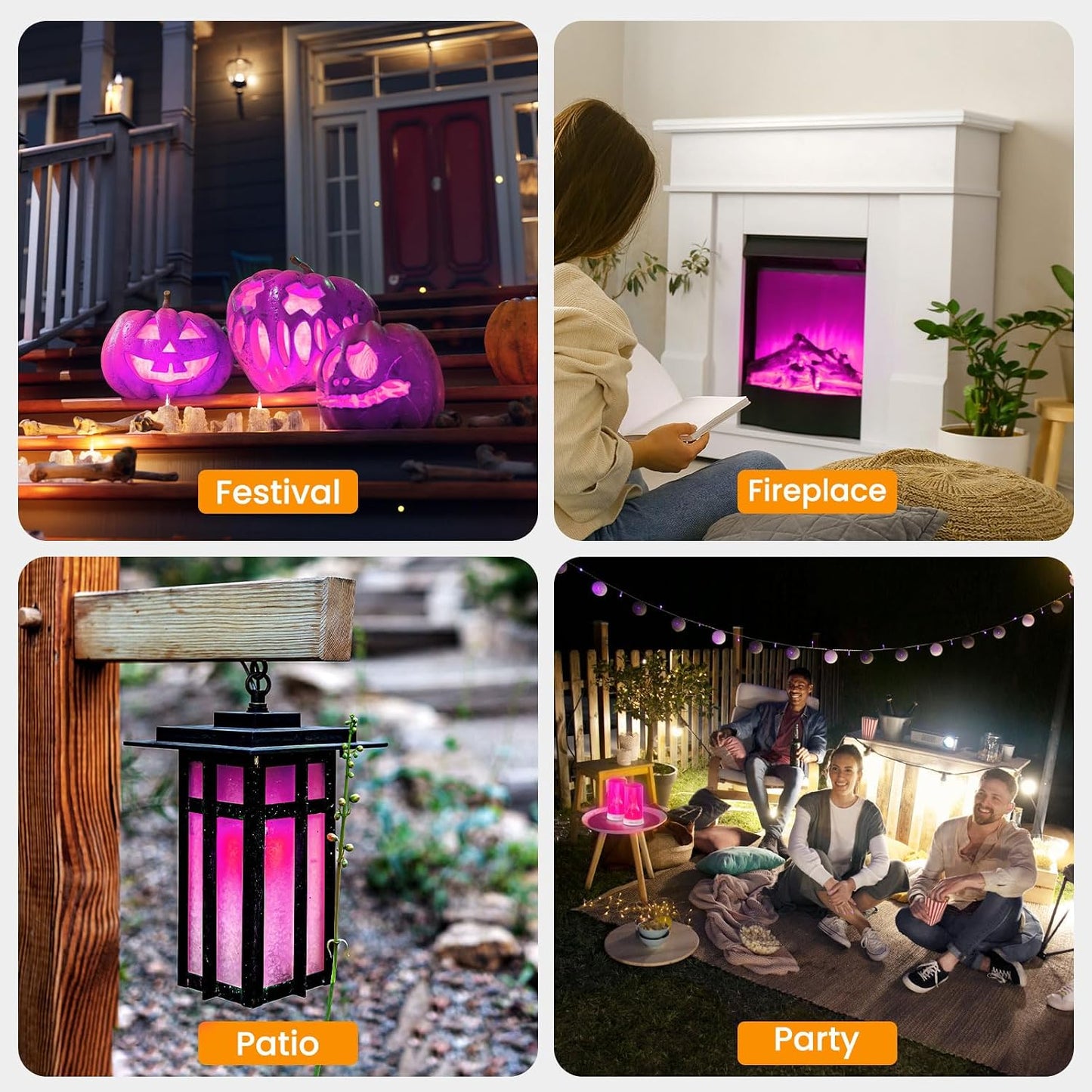 Hompavo 【Upgraded】 Flame Lights with Remote, Timer, 4-Mode Rechargeable | Waterproof LED Battery Operated Flameless