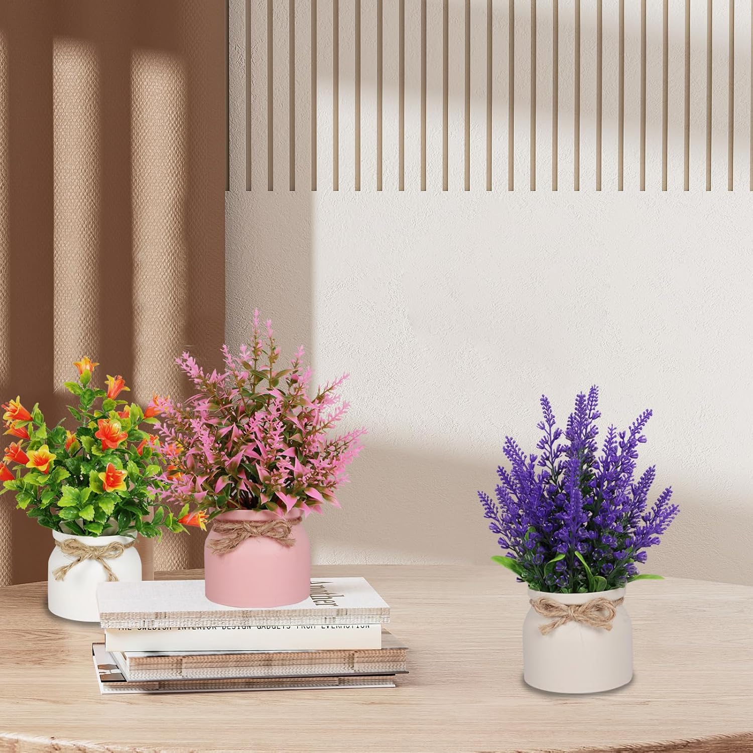 Artificial Pot Flowers Small Fake Plants / Set of 4