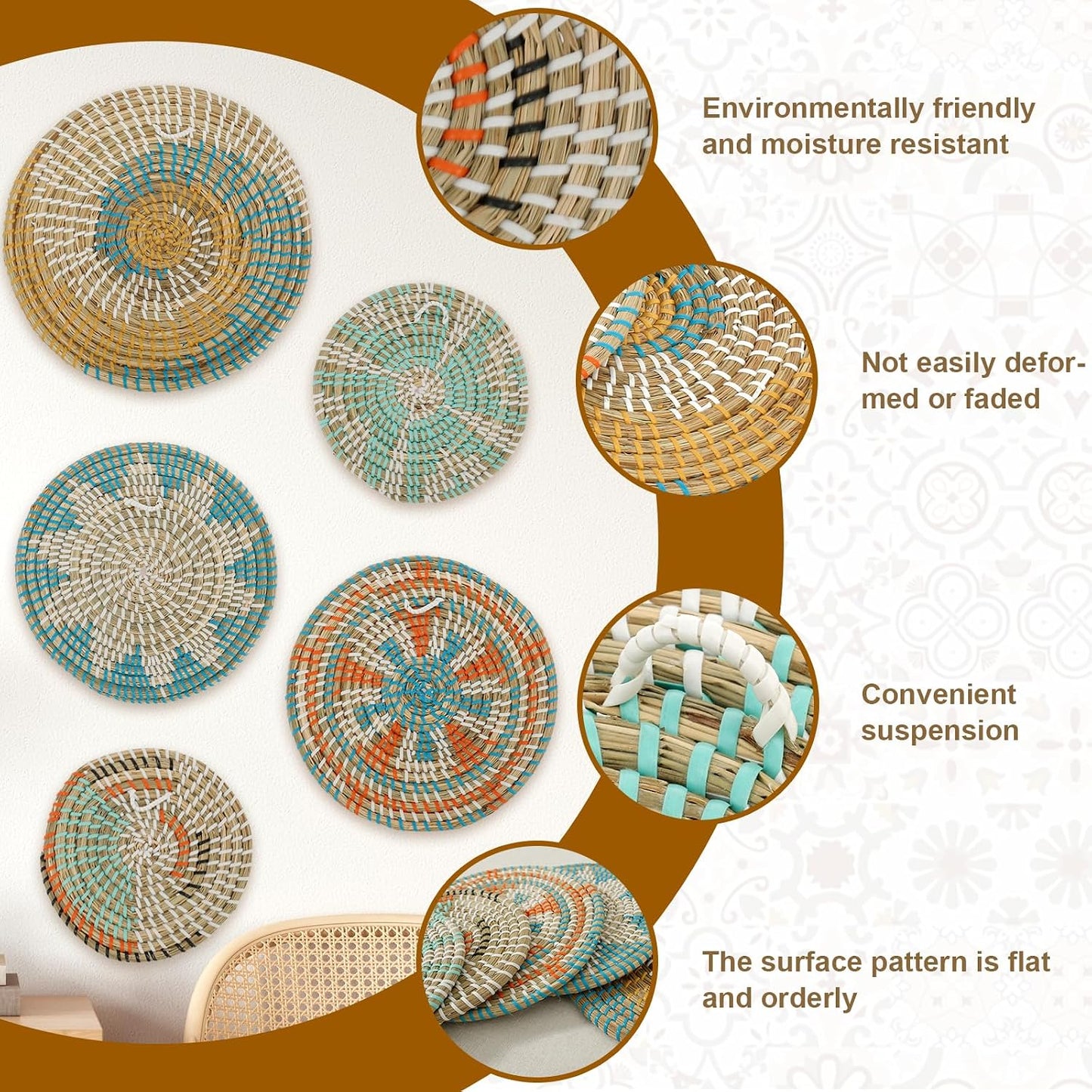 Rattan Wall Basket Set / Set of 5