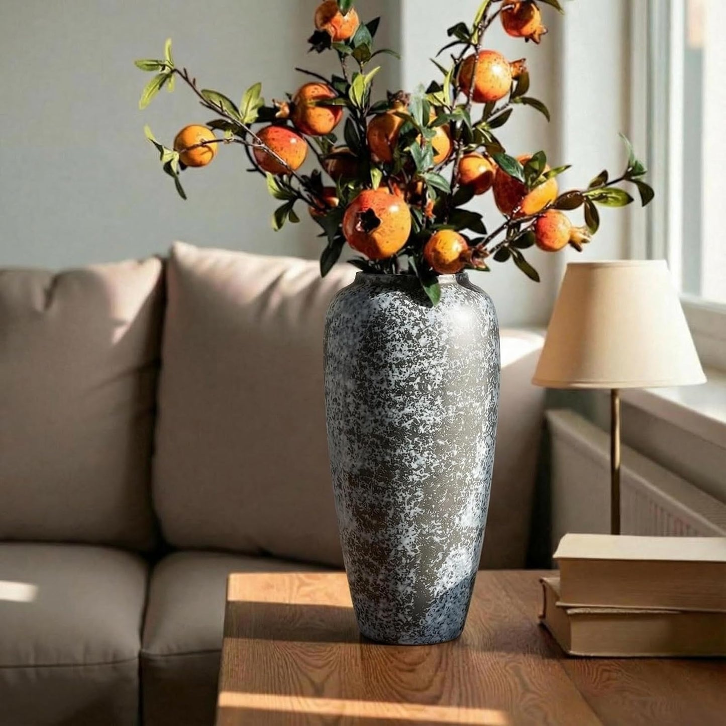 Rustic 12.5" Ceramic Vase / Speckled - 12.5" Tall