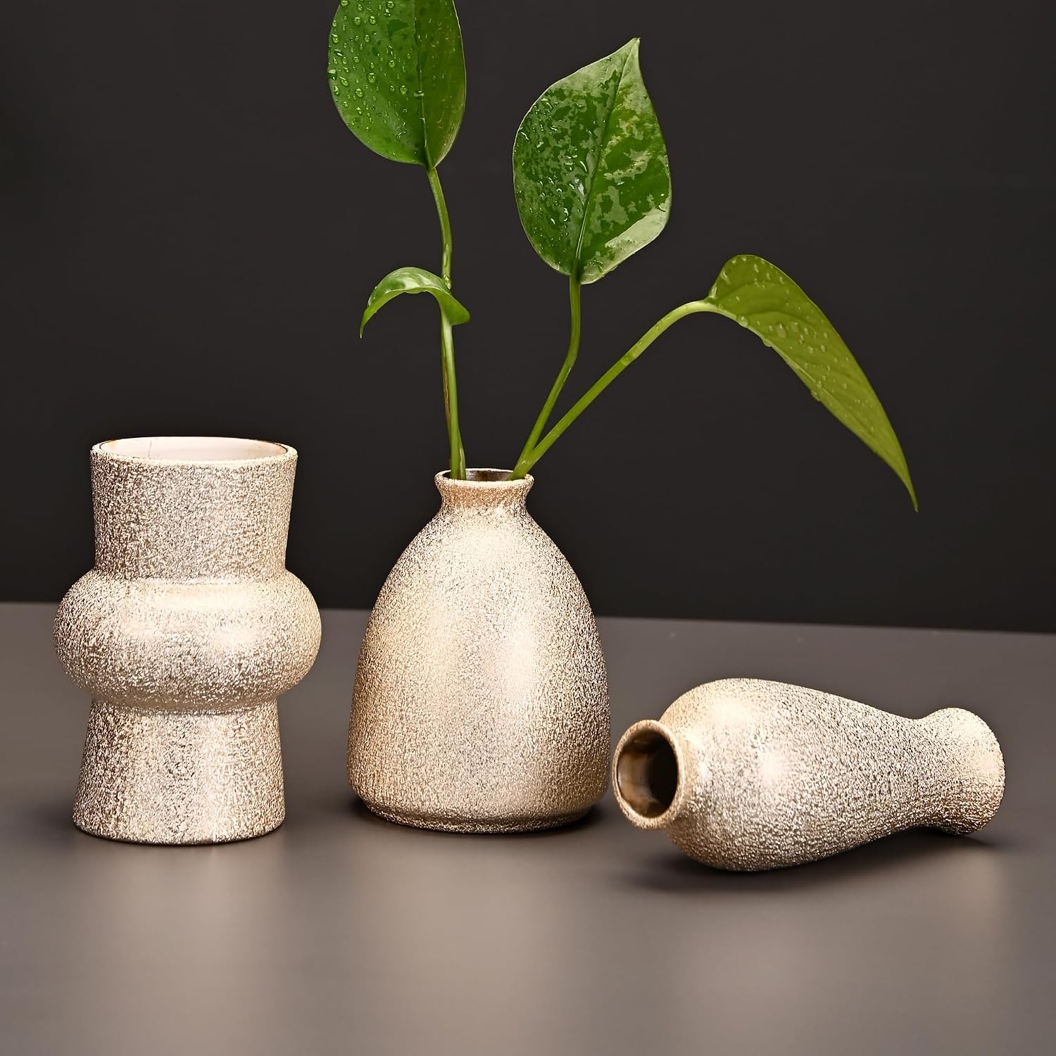 Ceramic Bud Vases for Pampas Grass Flowers / Gold / Set of 9
