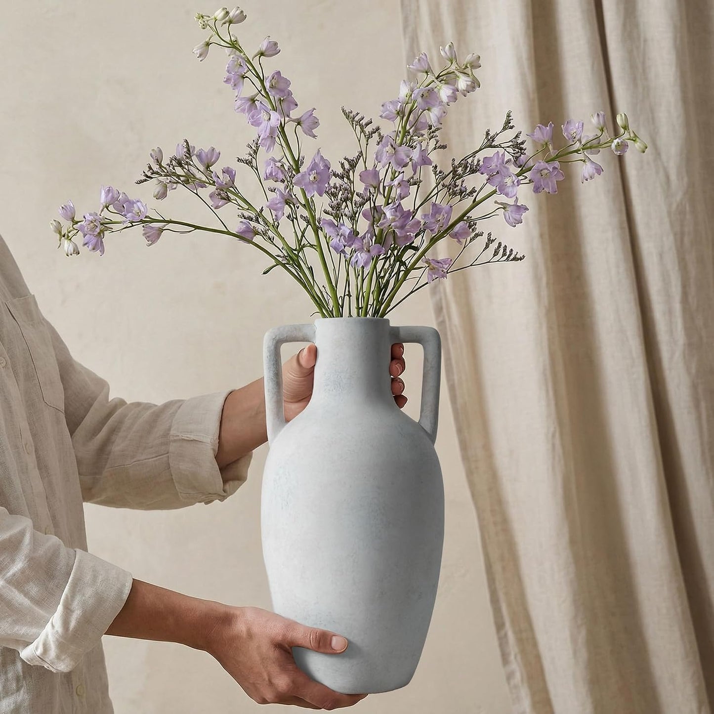 Ceramic Flower Vase / 12.8 In - White / 12.8 Inch