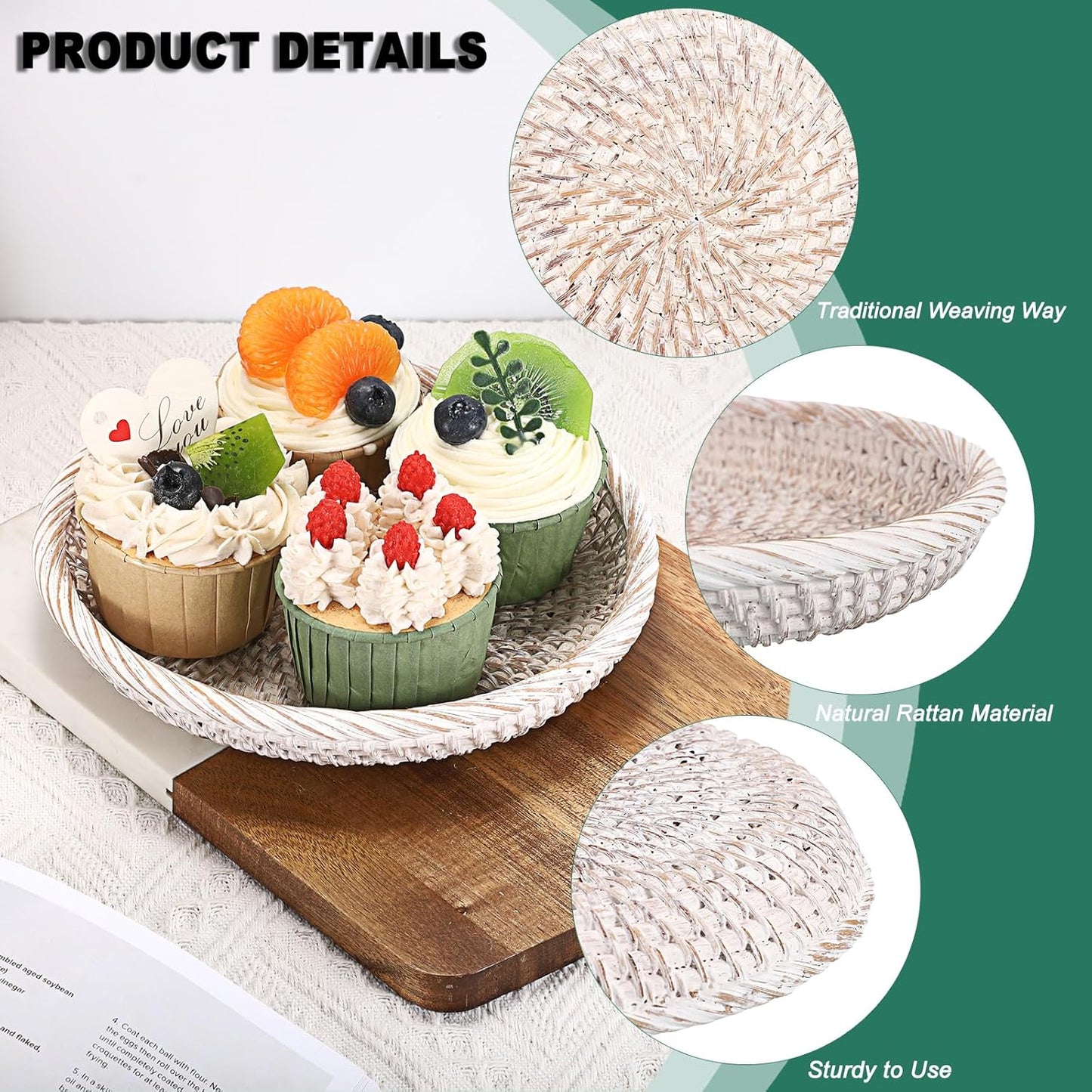 Small Key Basket Bowl for Entryway 7.6" Round Woven Wicker Basket Fruit / Small, 7.6 / Whitewash