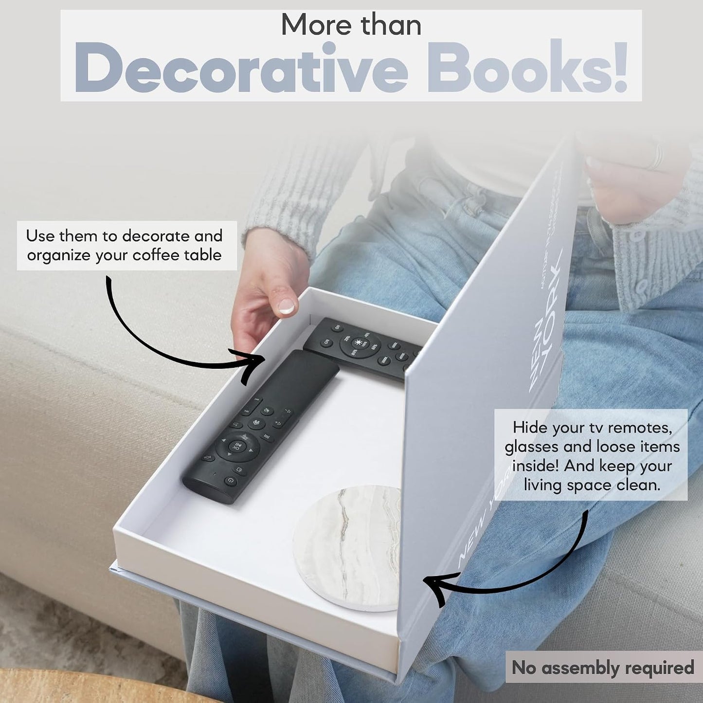 Faux Book Storage Box / Beige/gray / Modern / Set of 2