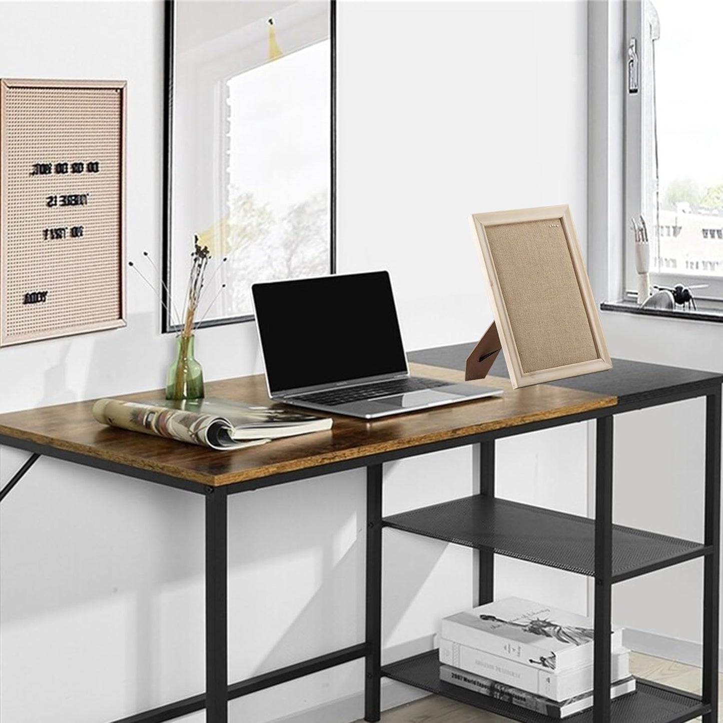 Stand / Small Linen Desk Bulletin Board / Linen / Brown / 12 x 16