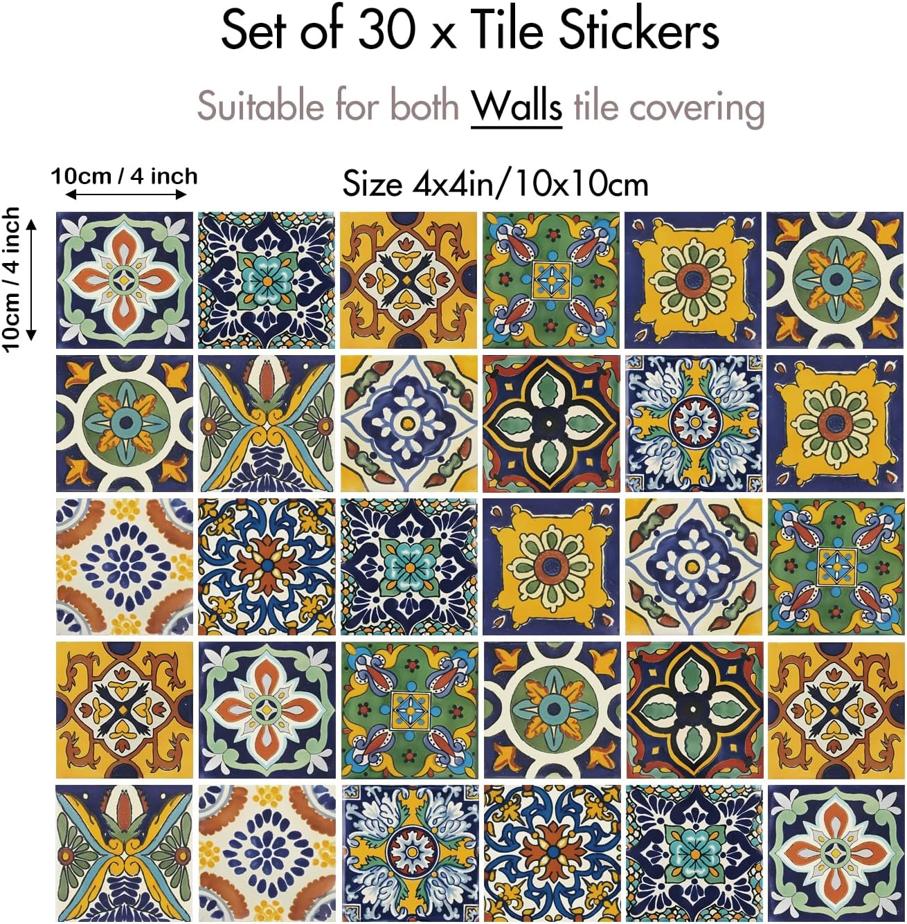 Self-Adhesive Vintage Wall Decals / Set of 30