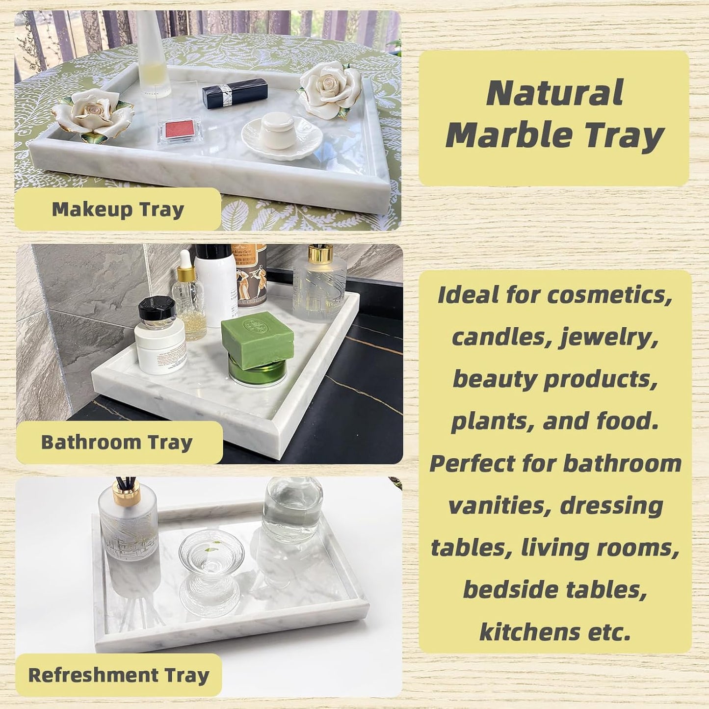 Natural Marble Vanity Tray / Carrara White