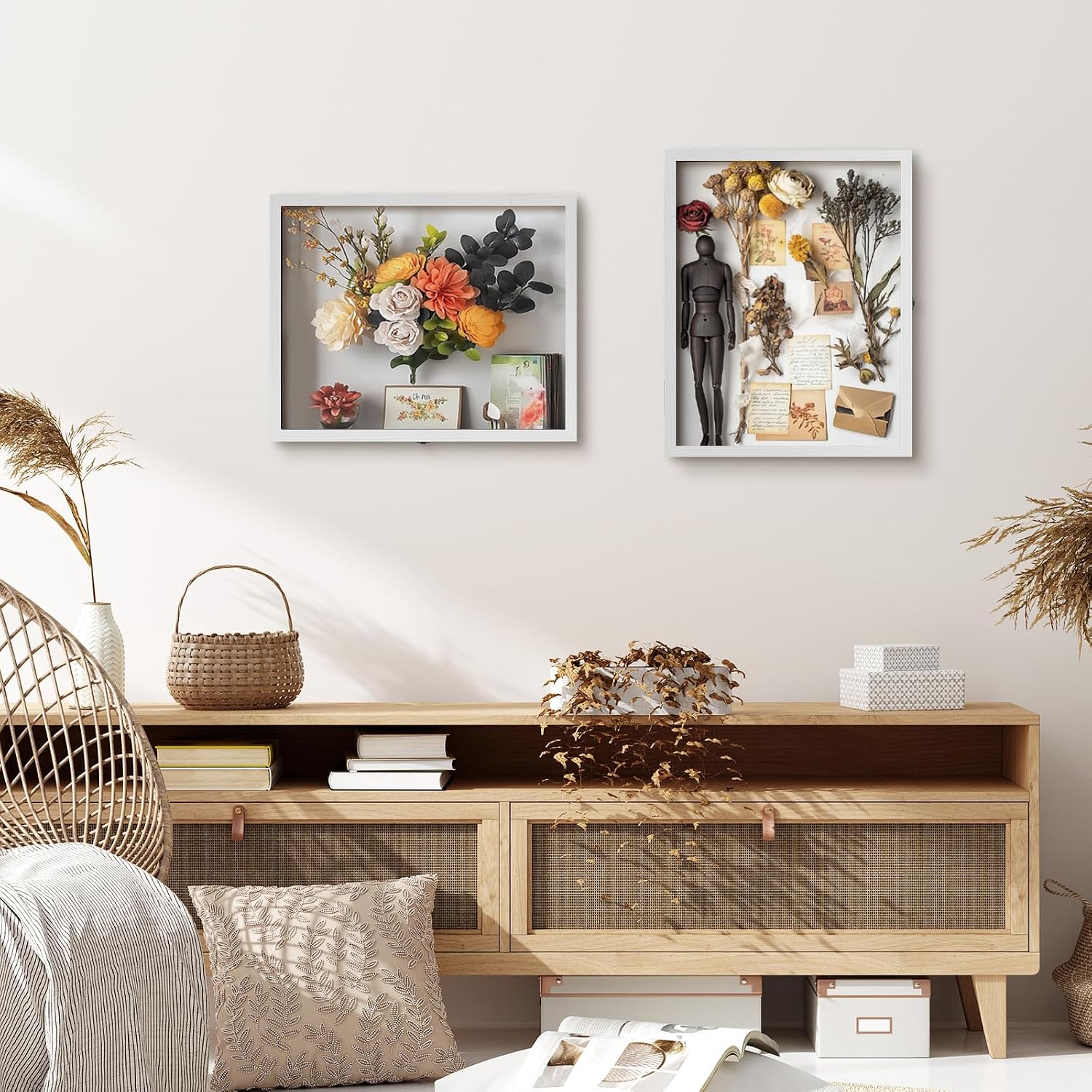 Muzilife 16x20 Large Shadow Box Pine Wood Picture Frame, 3.94 Deep, White | FSC-Certified Solid Pine | Tempered Glass