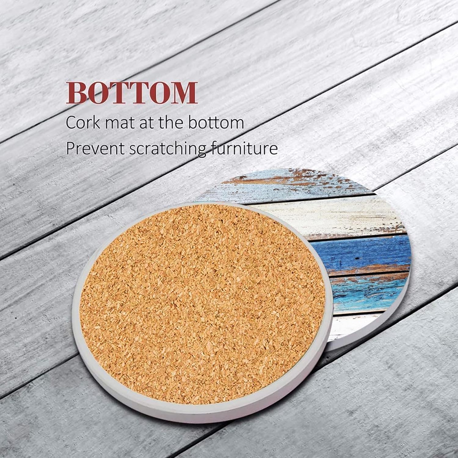 Cork Base and Metal Holder / Wood 3 / Set of 6