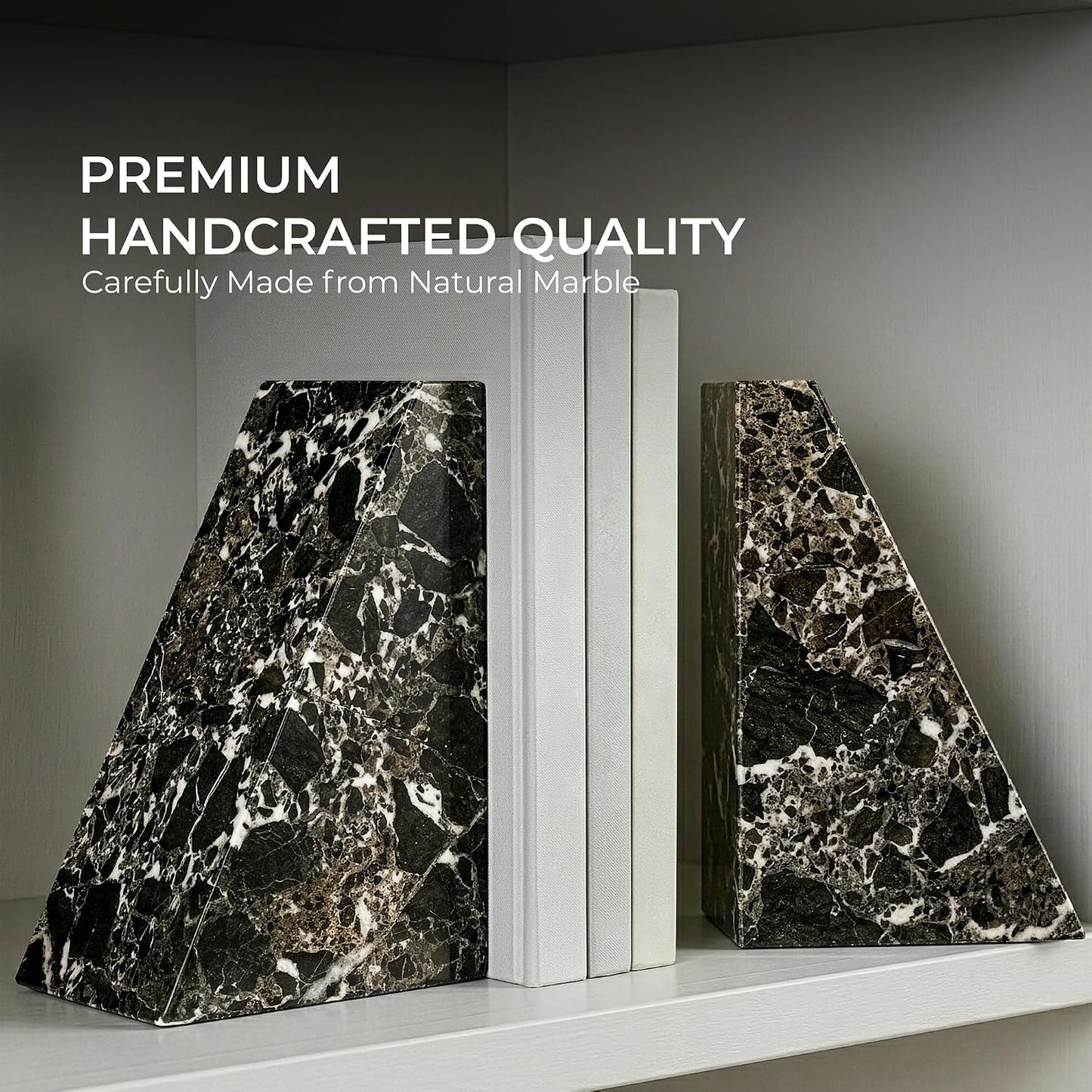 Modern Decorative Marble Bookends / Black