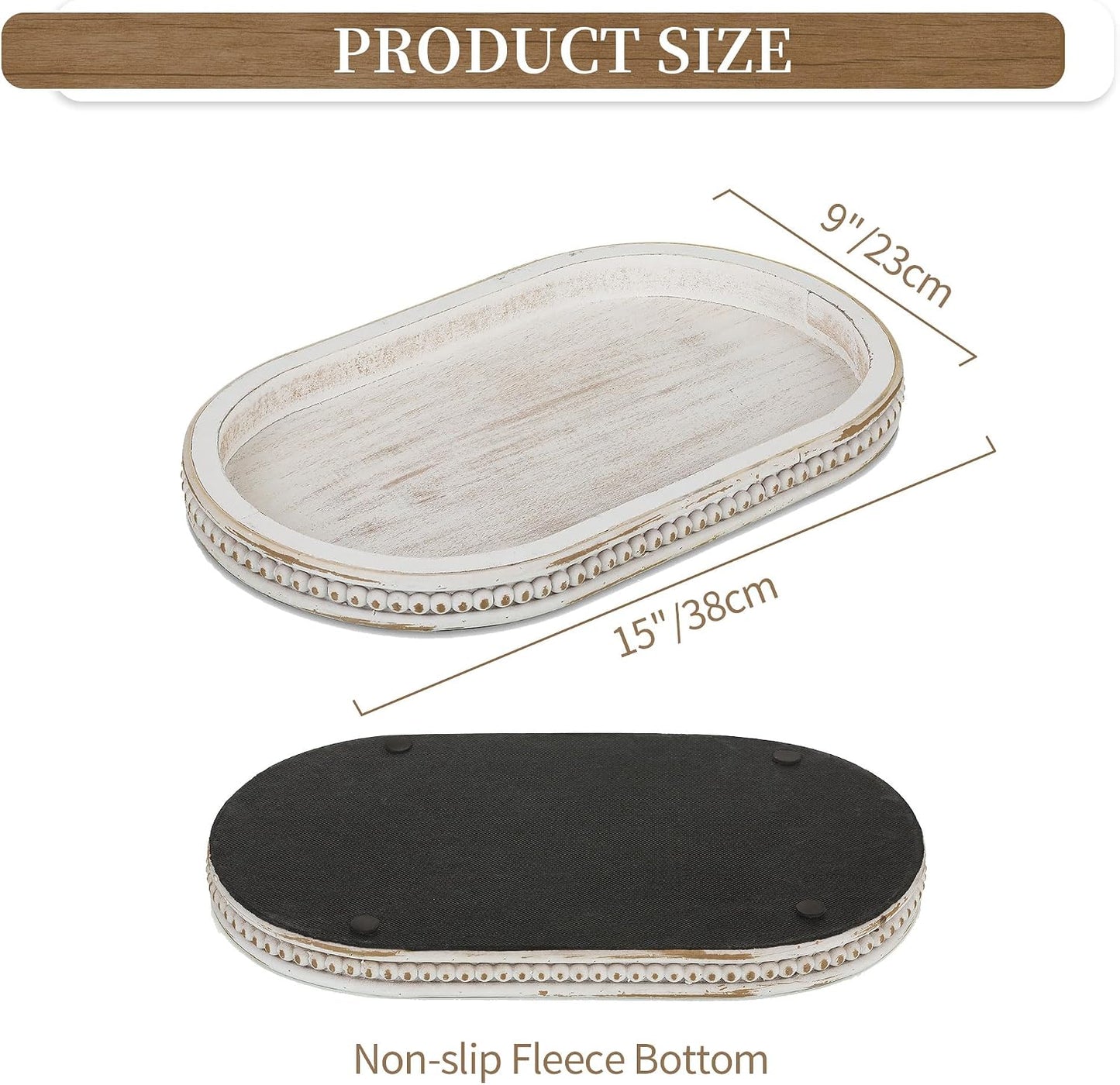 Oval Centerpiece Tray Wood for Farmhouse Entry Table Decor Round / Oval Whitewash / White