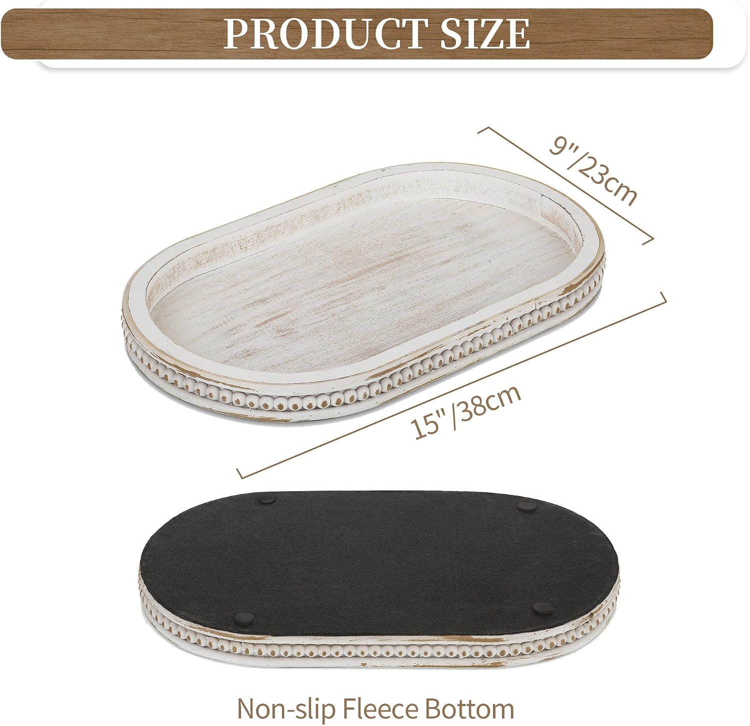 Oval Centerpiece Tray Wood for Farmhouse Entry Table Decor Round / Oval Whitewash / White