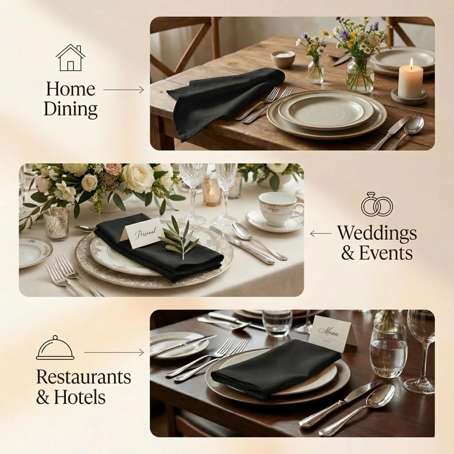 ACCENTHOME Accent Home 100% Cotton Napkins, Delicate Cloth Napkins for Dinners, Parties and Weddings，18 x 18 Inch Set
